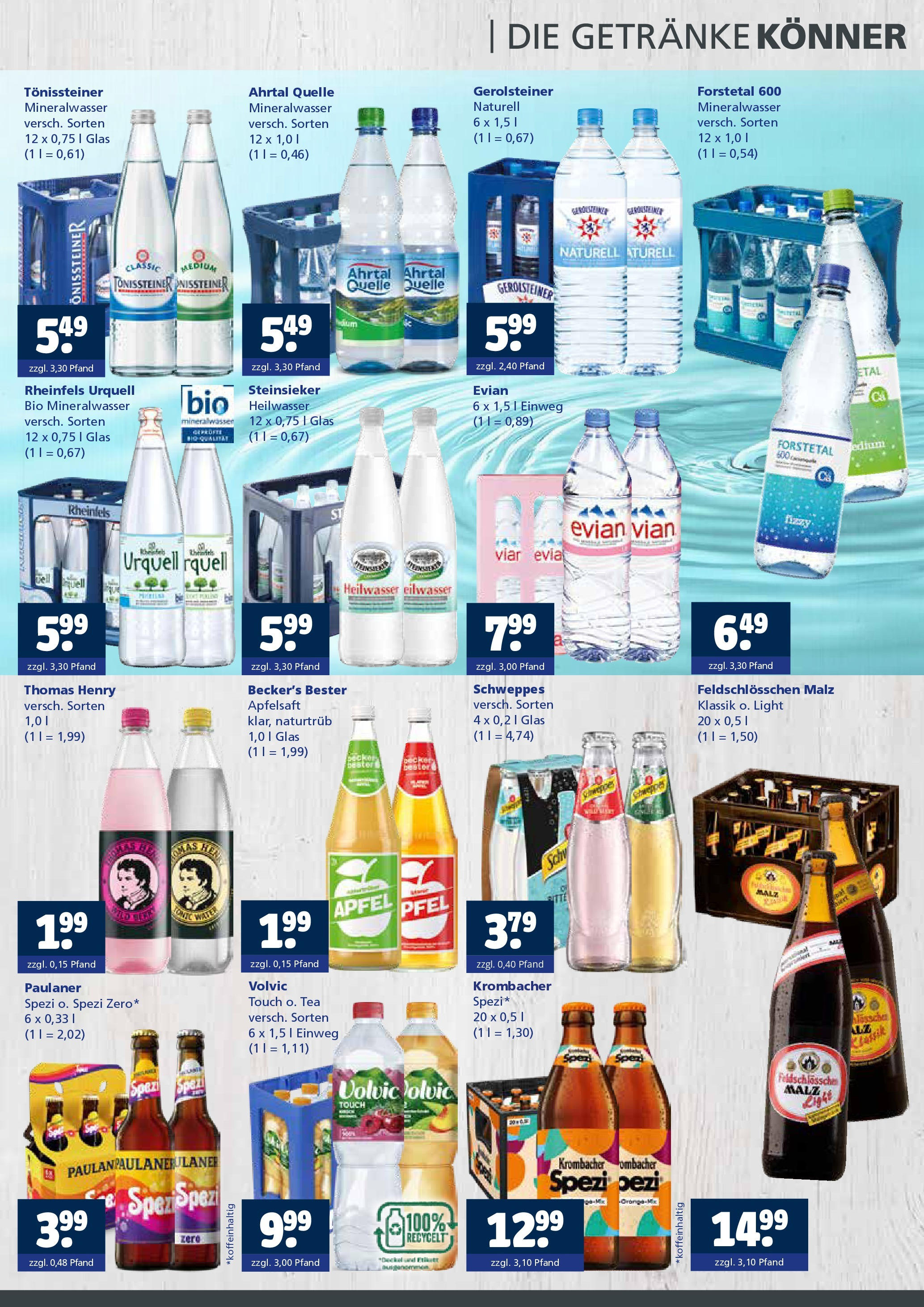 Entdecke - Getränkewelt HSE: Getränkeangebote (ab 28.09.2025) zum Blättern | Seite: 3 | Produkte: Apfelsaft, Schweppes, Krombacher, Volvic