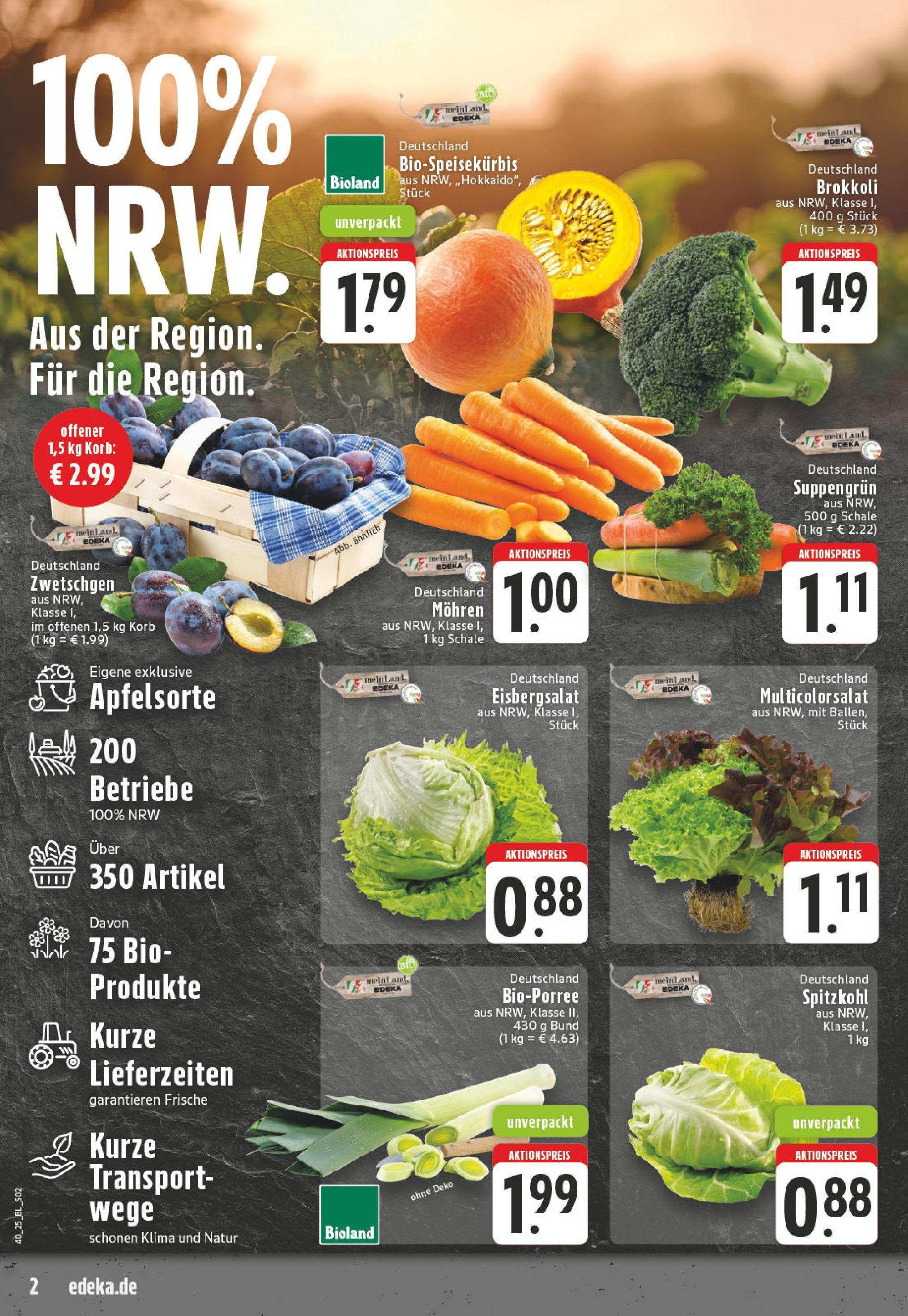 Edeka prospekt Mülheim / Ruhr	 (ab 28.09.2025) » Angebote Online | Seite: 2 | Produkte: Korb, Zwetschgen, Eisbergsalat, Mohren