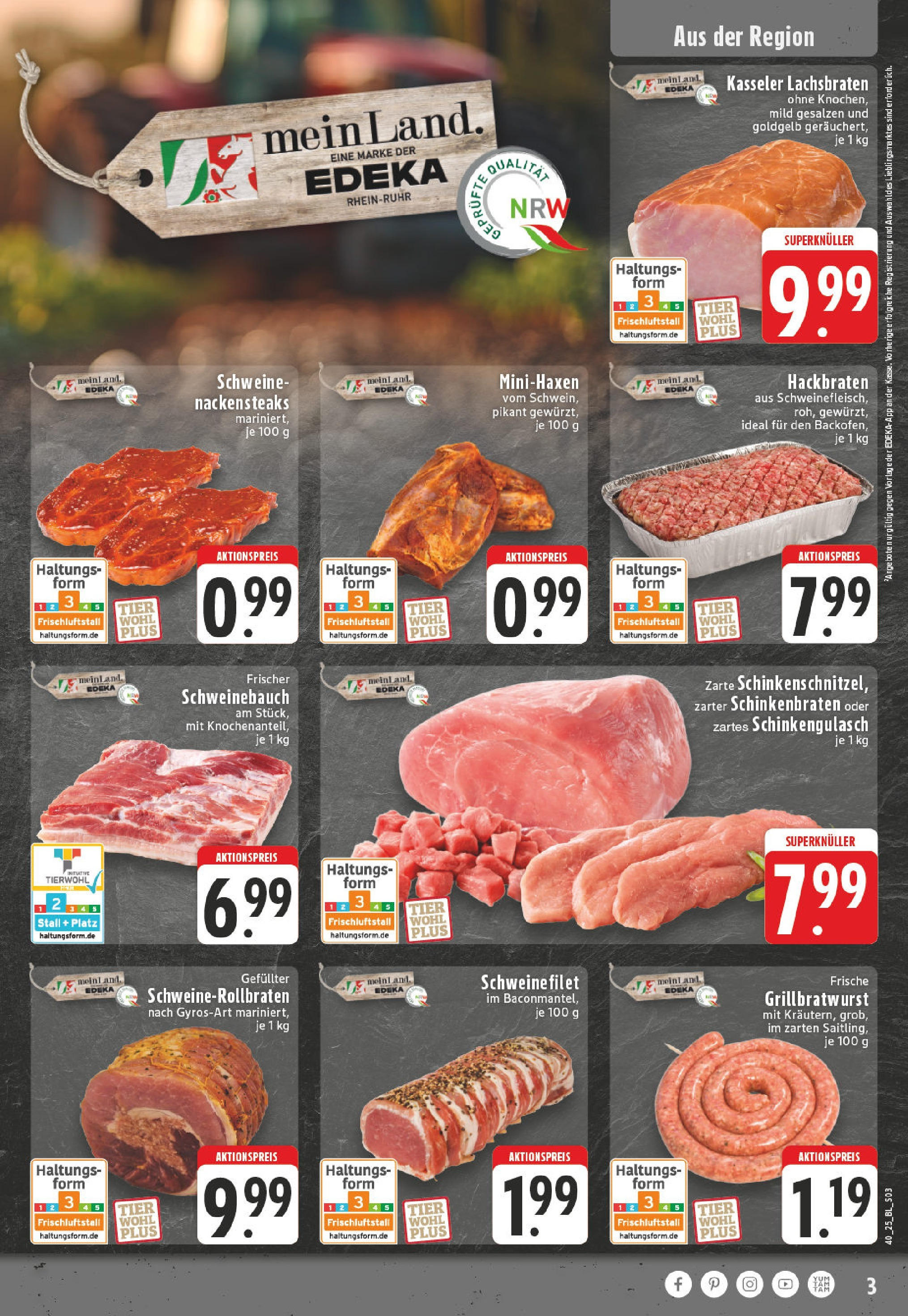 Edeka prospekt Mülheim / Ruhr	 (ab 28.09.2025) » Angebote Online | Seite: 3 | Produkte: Nackensteaks, Schweinebauch, Schweinefilet