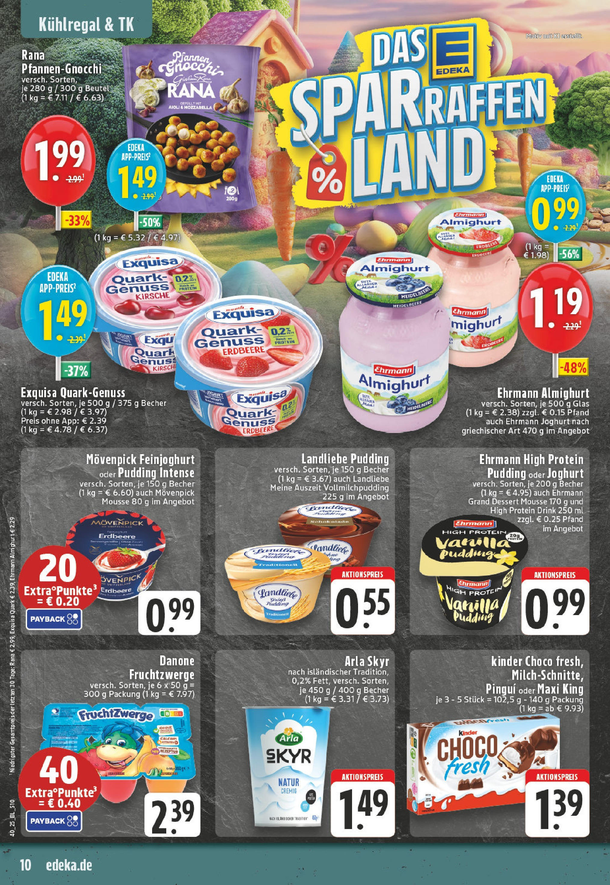 Edeka prospekt Mülheim / Ruhr	 (ab 28.09.2025) » Angebote Online | Seite: 10 | Produkte: High protein pudding, Fruchtzwerge, Arla skyr, Exquisa