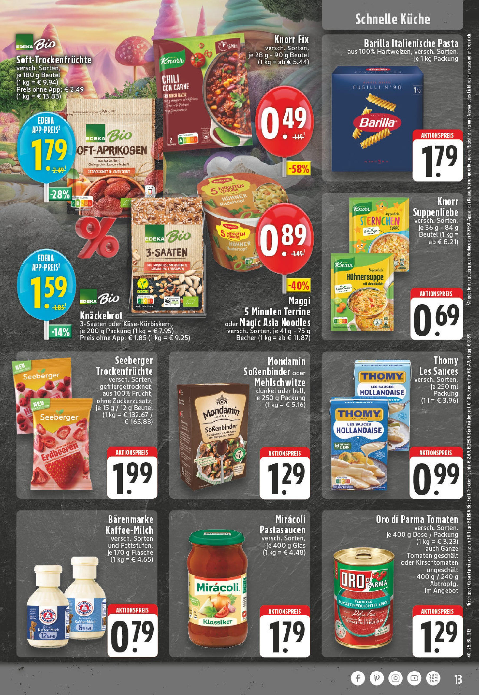 Edeka prospekt Mülheim / Ruhr	 (ab 28.09.2025) » Angebote Online | Seite: 13 | Produkte: Knorr fix, Knorr, Oro di parma, Maggi 5 minuten terrine