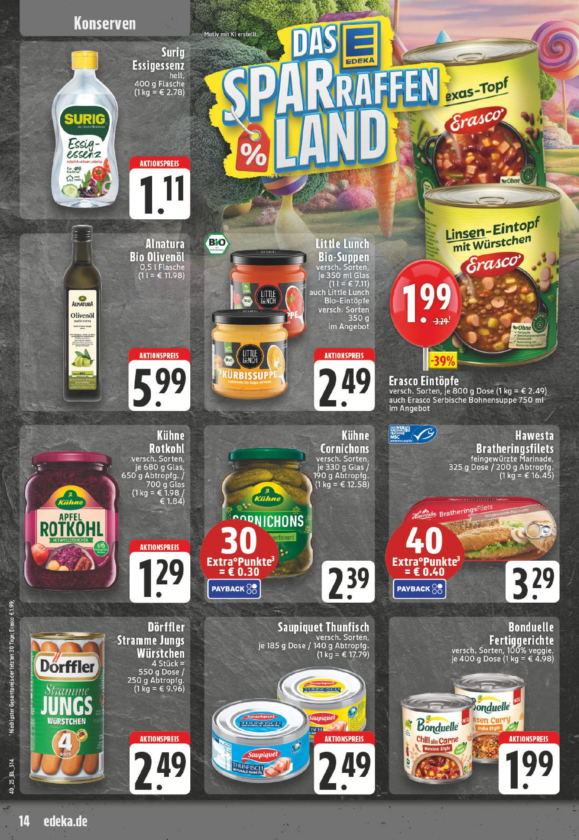 Edeka prospekt Mülheim / Ruhr	 (ab 28.09.2025) » Angebote Online | Seite: 14 | Produkte: Rotkohl, Olivenol, Fertiggerichte, Erasco