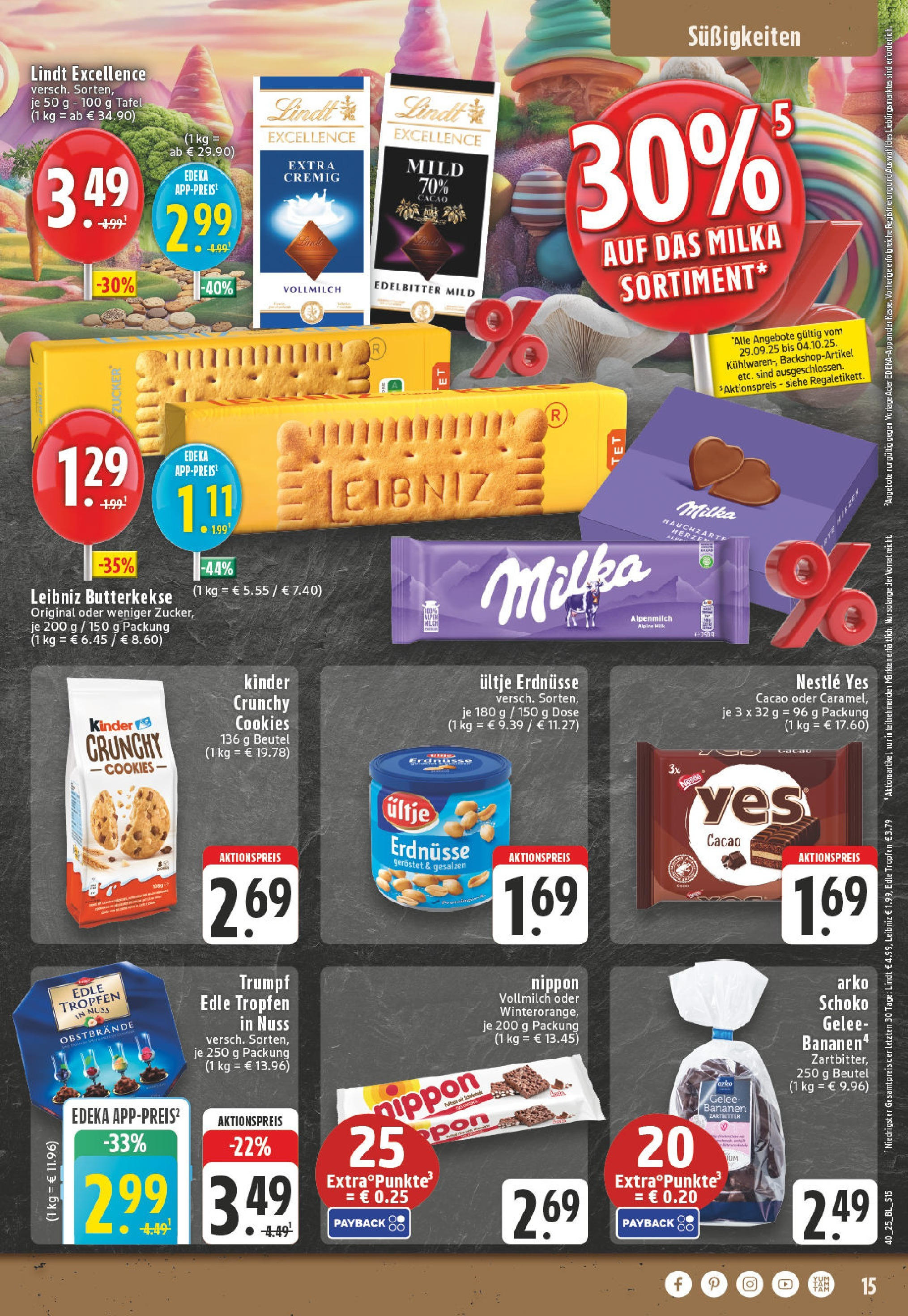 Edeka prospekt Mülheim / Ruhr	 (ab 28.09.2025) » Angebote Online | Seite: 15 | Produkte: Ultje erdnusse, Bananen, Milka, Zucker