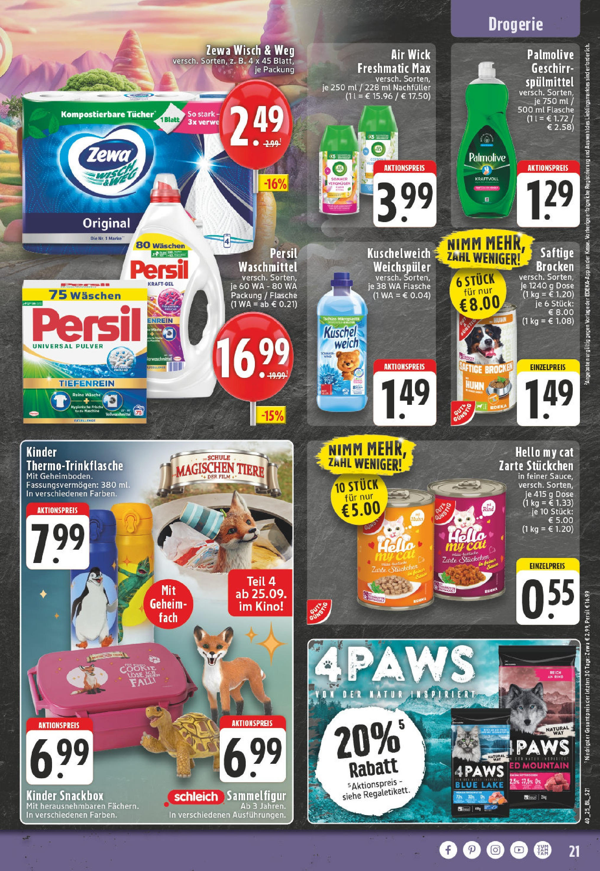 Edeka prospekt Mülheim / Ruhr	 (ab 28.09.2025) » Angebote Online | Seite: 21 | Produkte: Kuschelweich, Zewa, Waschmittel, Hella