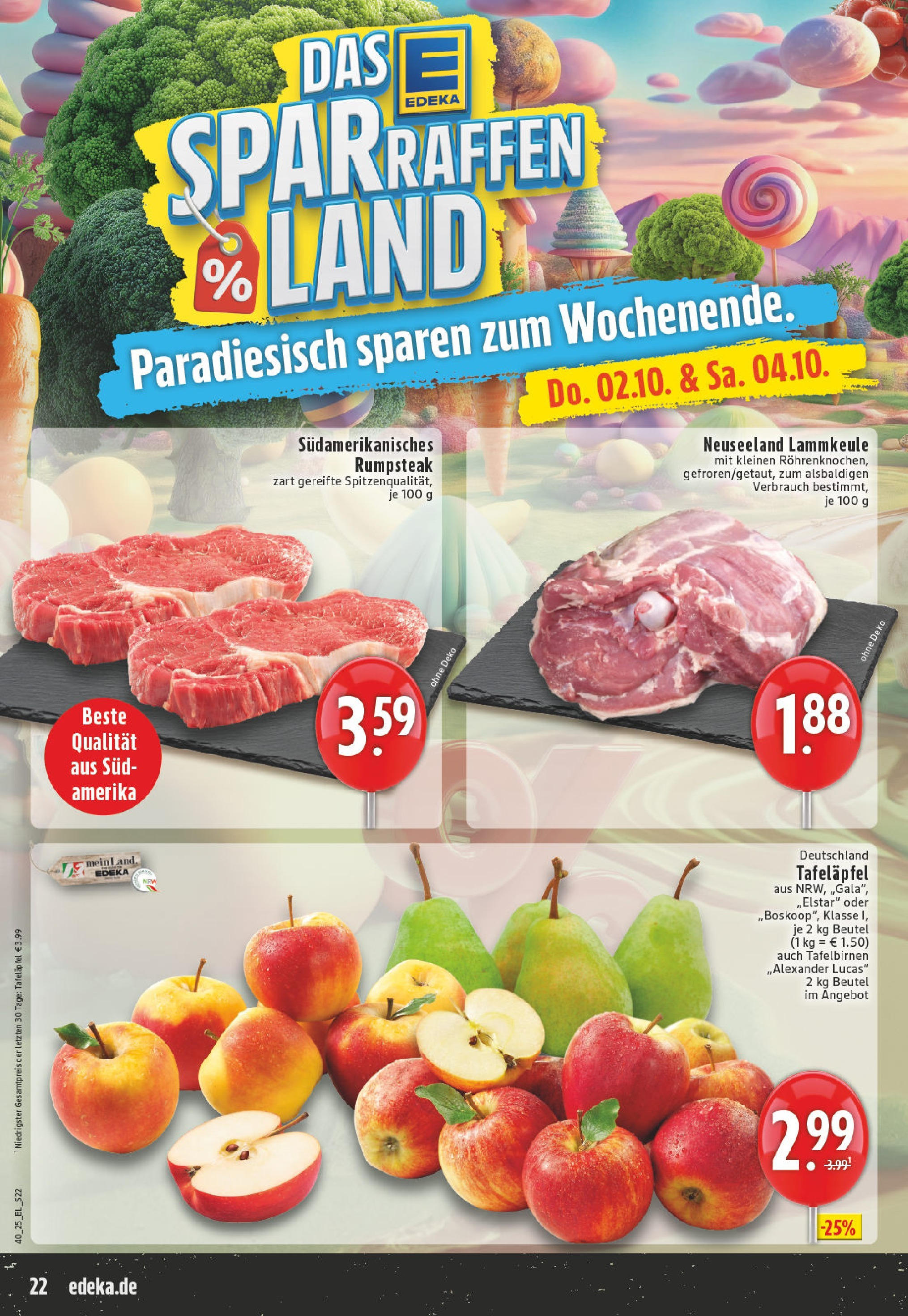 Edeka prospekt Mülheim / Ruhr	 (ab 28.09.2025) » Angebote Online | Seite: 22 | Produkte: Rumpsteak, Lammkeule