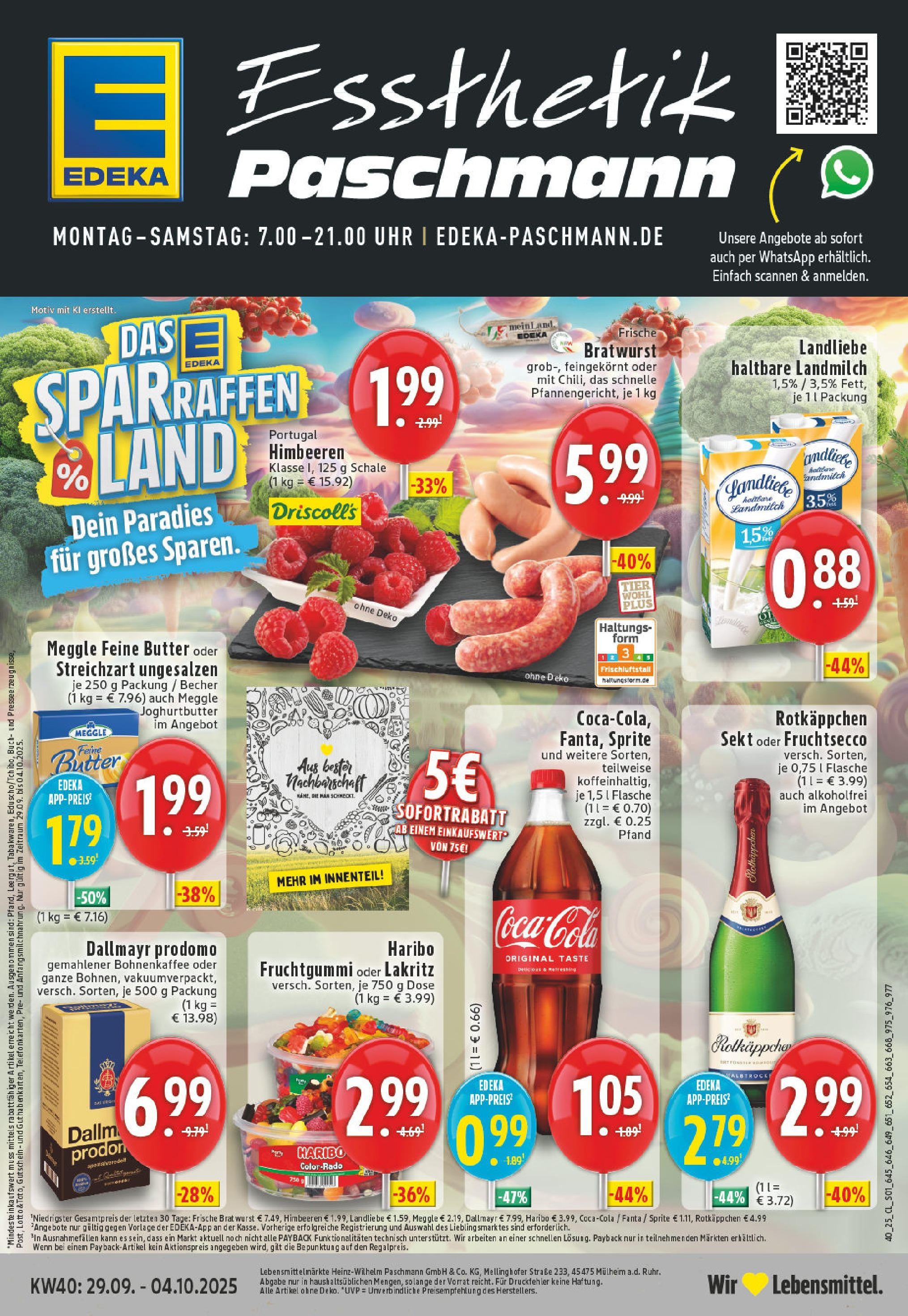 Edeka prospekt Mülheim / Ruhr	 (ab 28.09.2025) » Angebote Online | Seite: 1 | Produkte: Sekt, Dallmayr, Wurst, Uhr