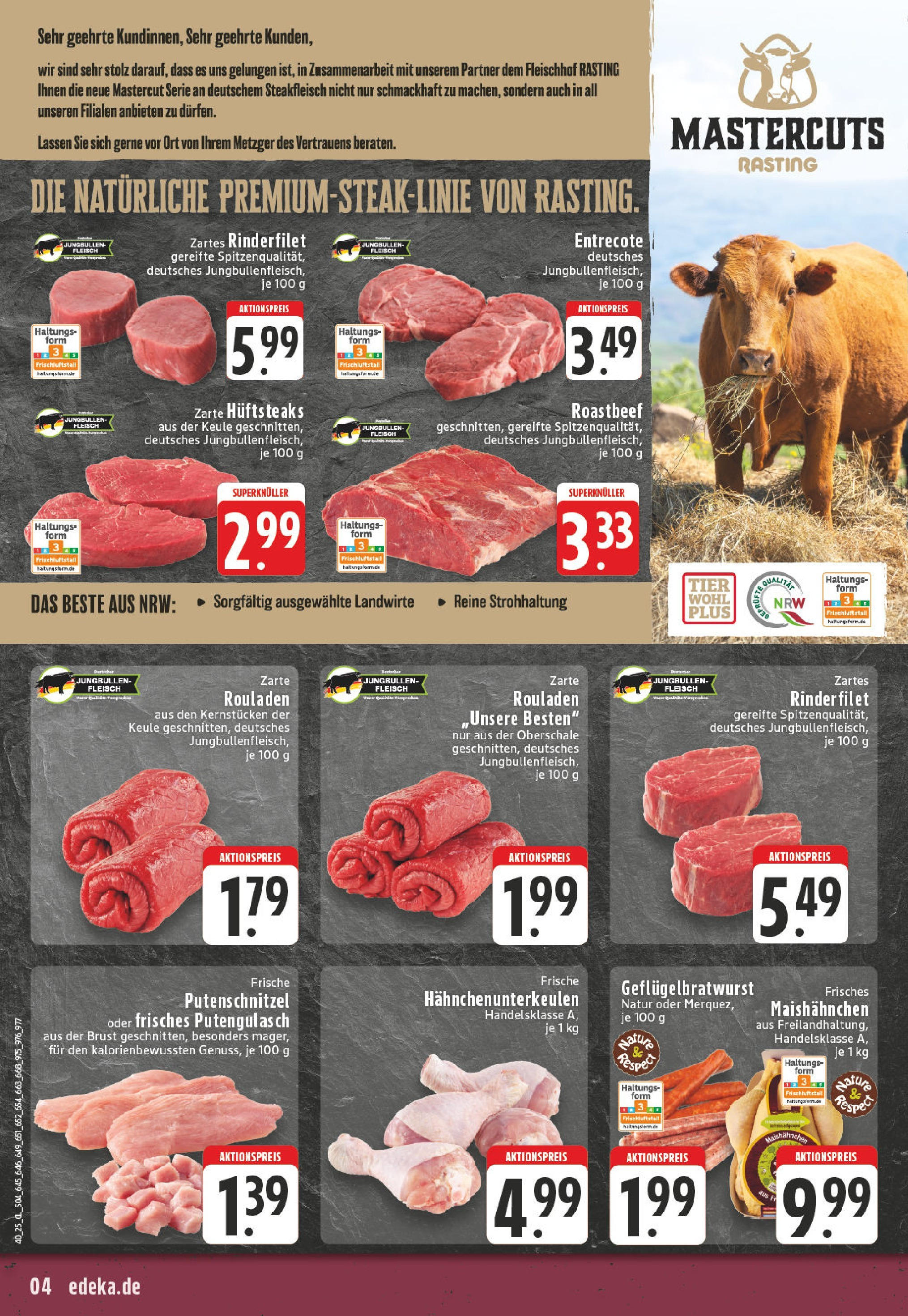 Edeka prospekt Mülheim / Ruhr	 (ab 28.09.2025) » Angebote Online | Seite: 4 | Produkte: Rinderfilet, Entrecote, Putenschnitzel, Fleisch
