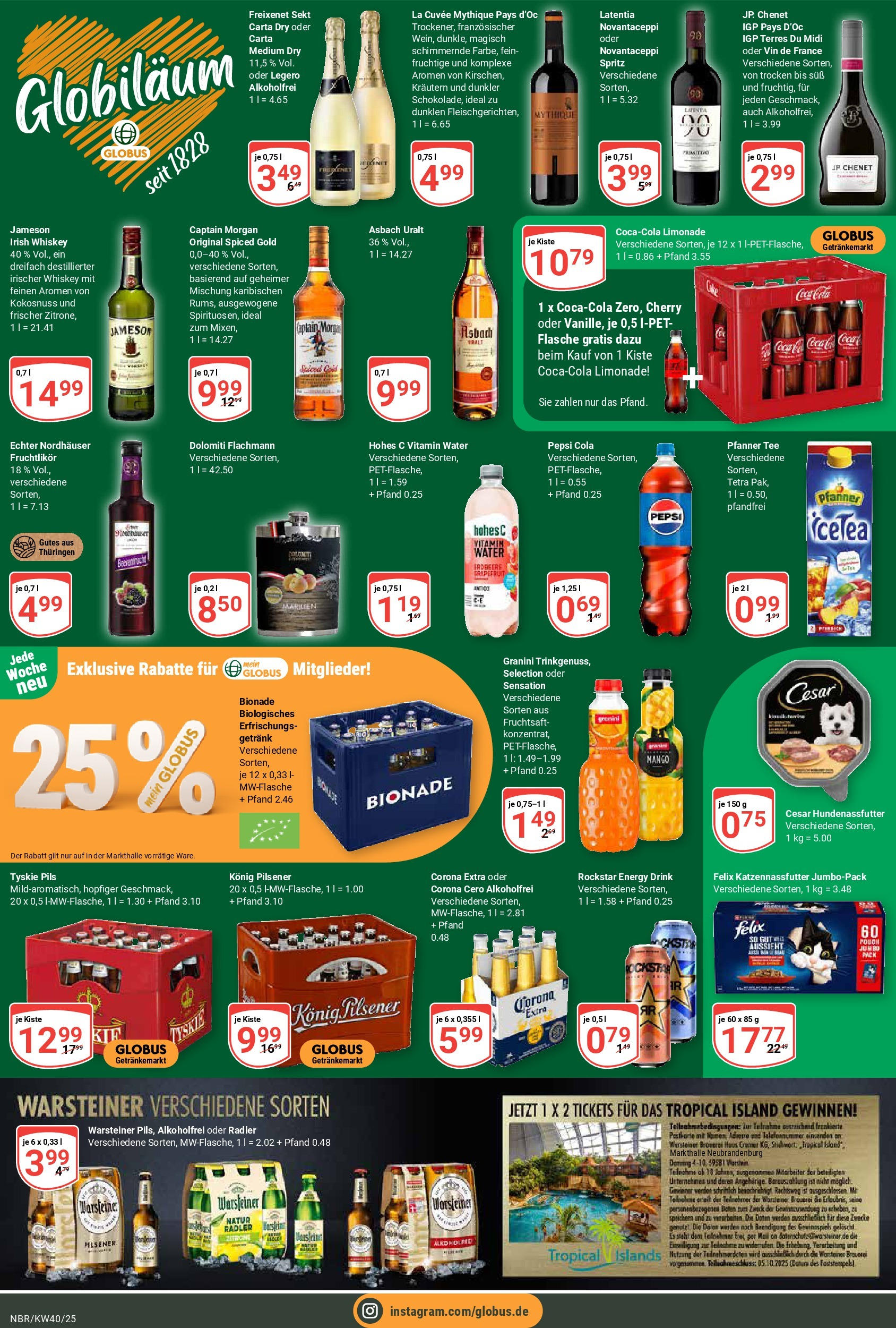 Globus prospekt Neubrandenburg	 (ab 28.09.2025) » Angebote online | Seite: 4 | Produkte: Konig pilsener, Granini, Hohes c, Asbach