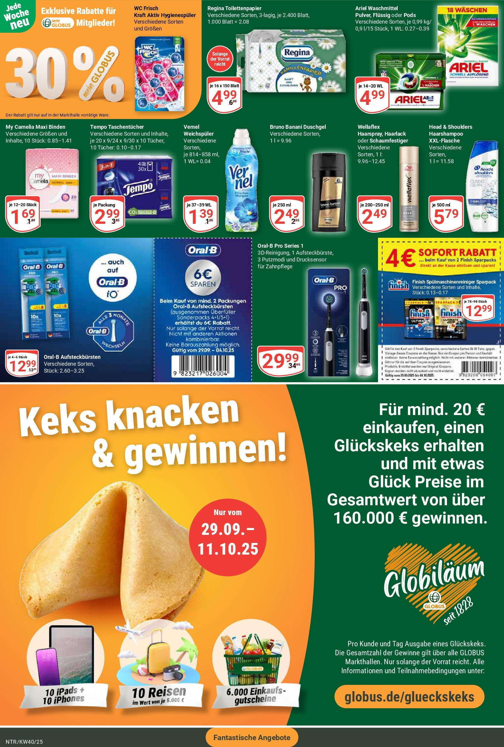 Globus prospekt Neutraubling	 (ab 28.09.2025) » Angebote online | Seite: 6 | Produkte: Finish, Wc frisch, Tempo, Toilettenpapier