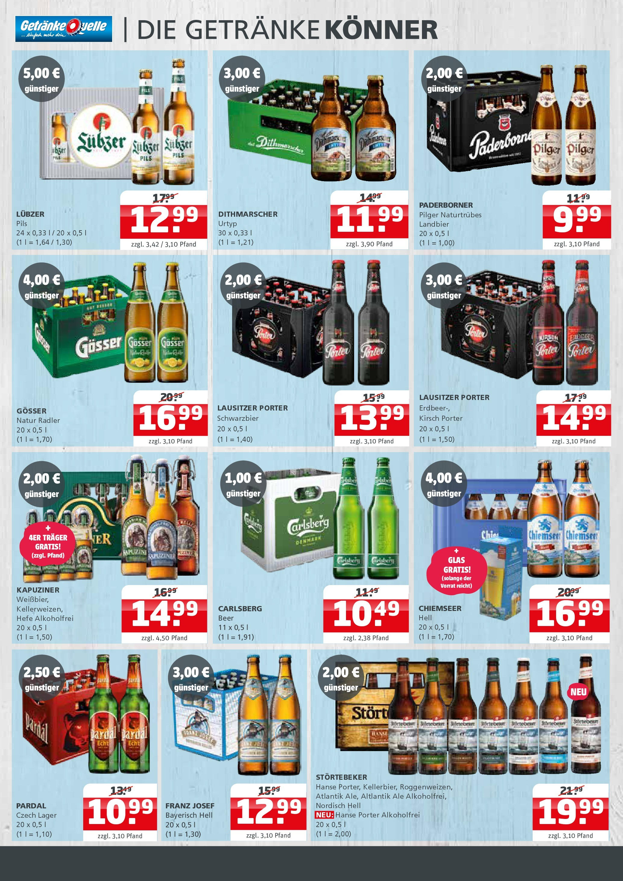 Entdecke - Getränke Quelle: Getränkeangebote (ab 28.09.2025) zum Blättern | Seite: 2 | Produkte: Carlsberg, Pils, Radler, Lubzer