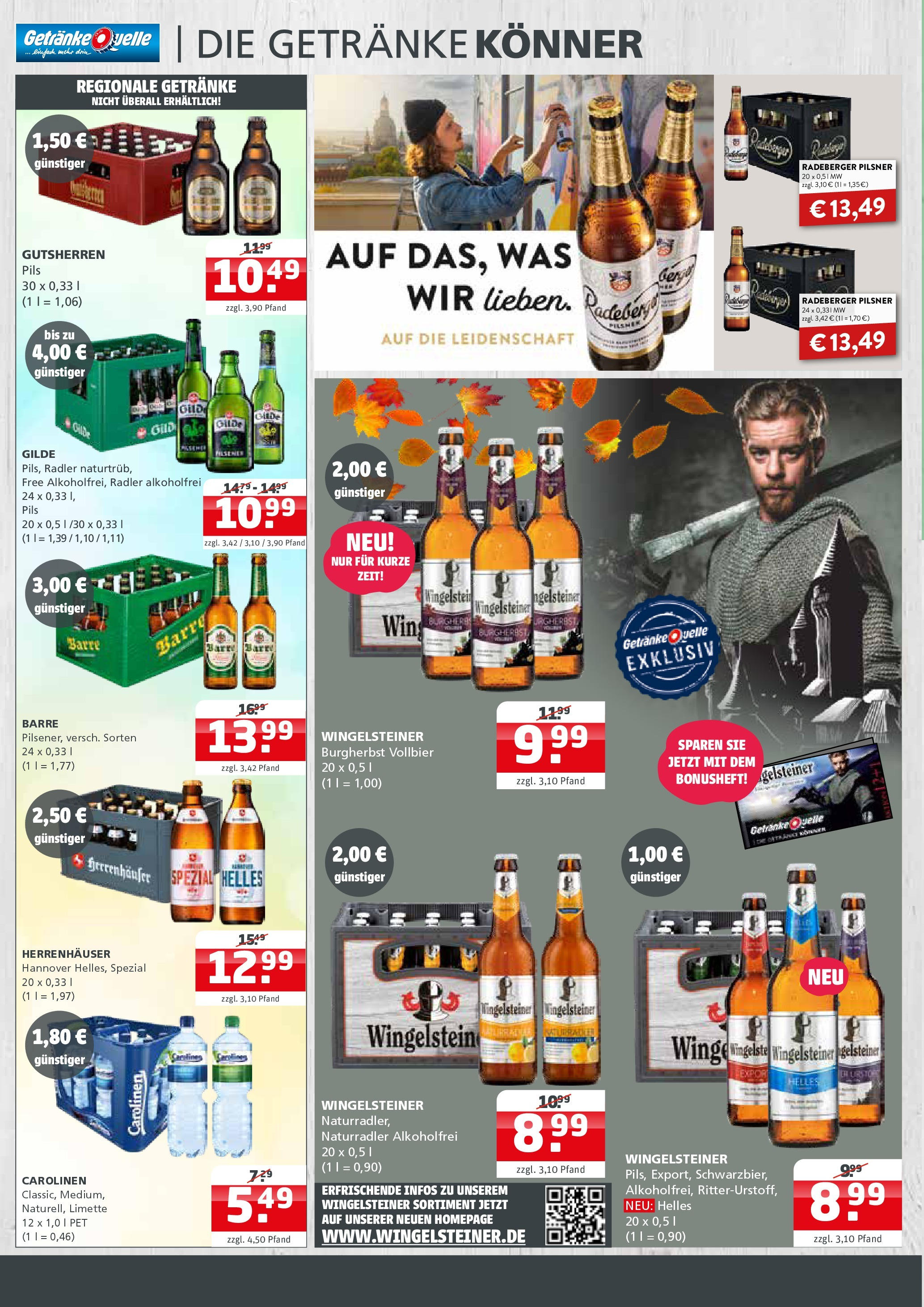 Entdecke - Getränke Quelle: Getränkeangebote (ab 28.09.2025) zum Blättern | Seite: 3 | Produkte: Pils, Radler, Limette, Radeberger pilsner