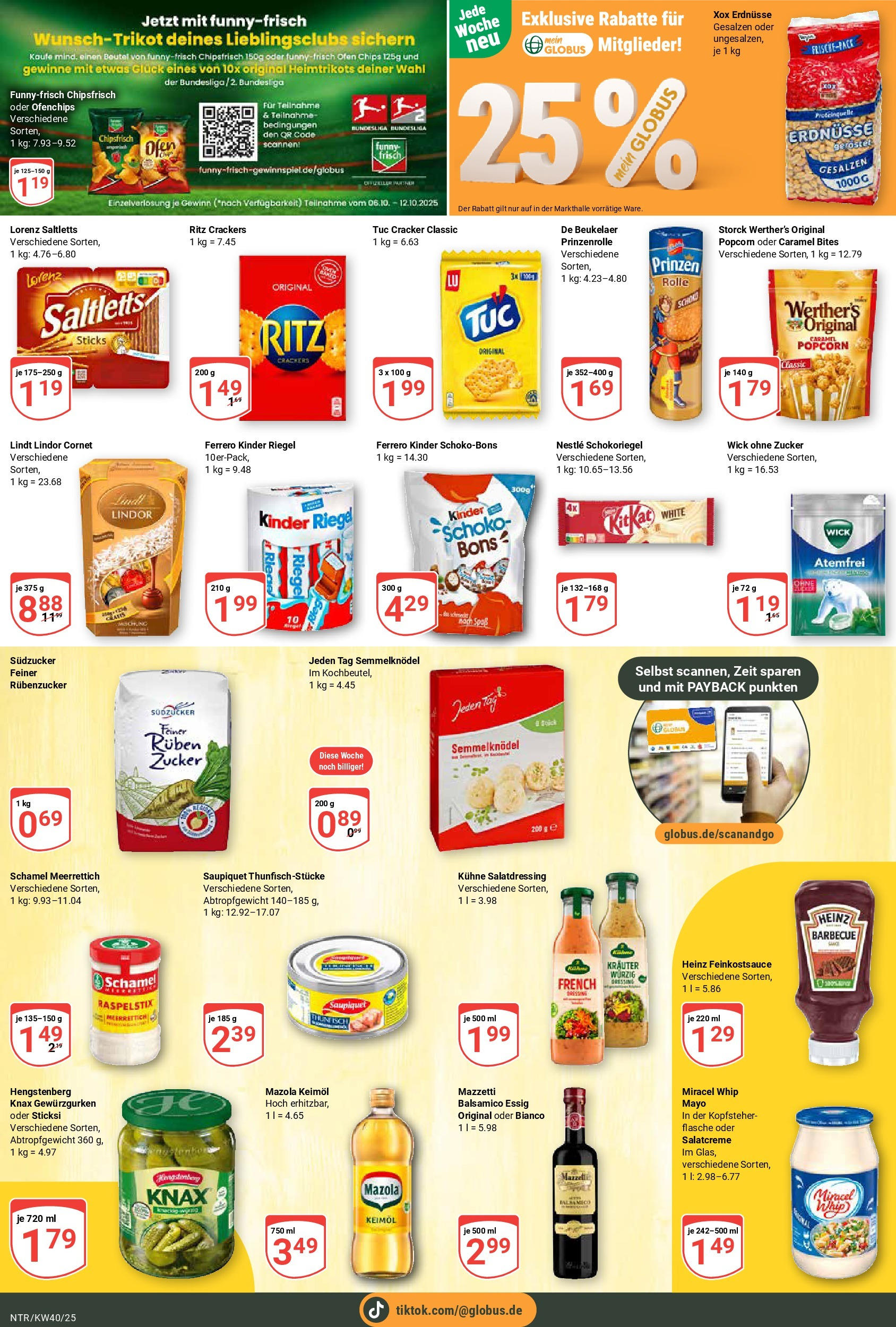 Globus prospekt Neutraubling	 (ab 28.09.2025) » Angebote online | Seite: 15 | Produkte: Funny frisch, Kinder riegel, Zucker, Lindt