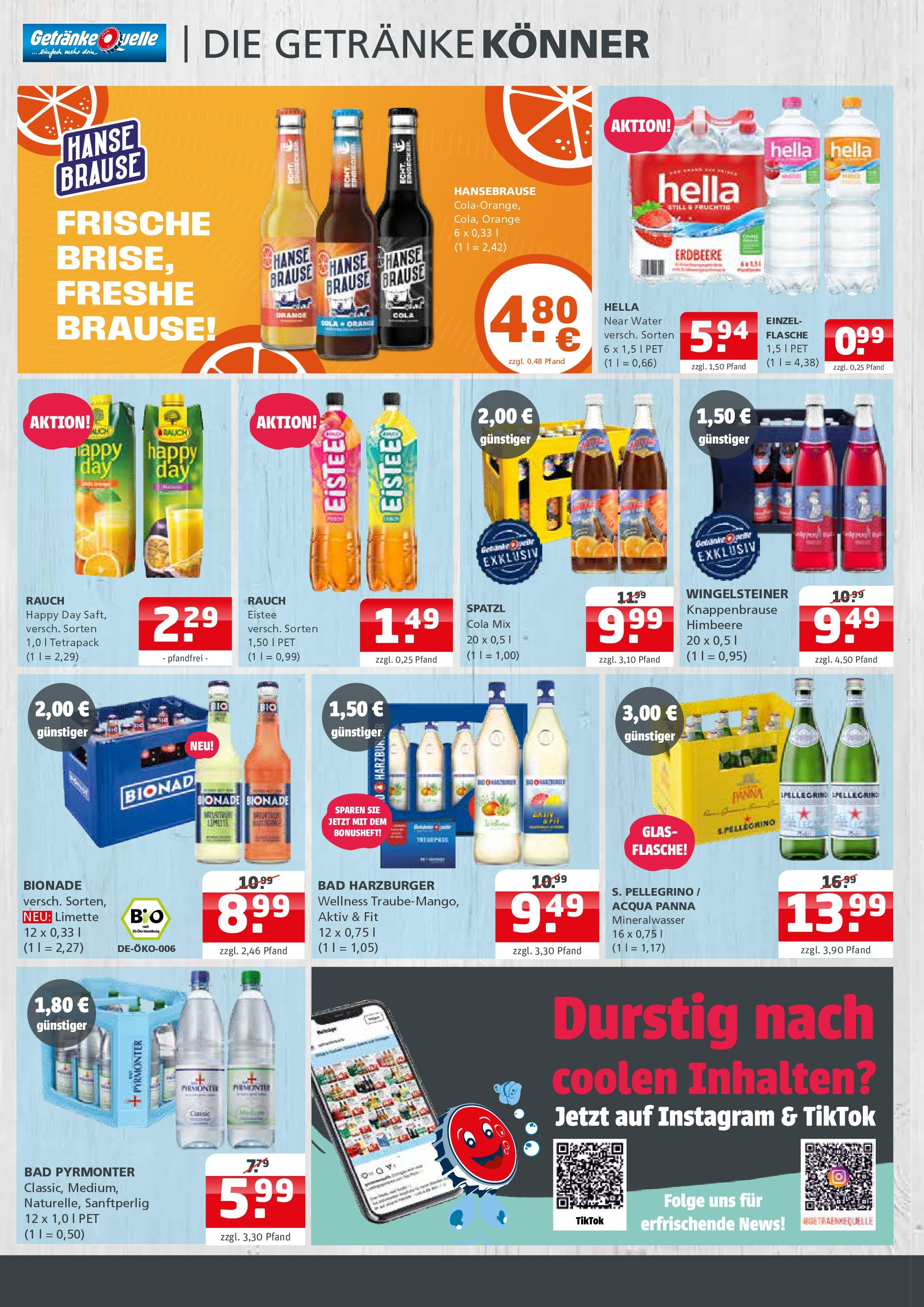 Entdecke - Getränke Quelle: Getränkeangebote (ab 28.09.2025) zum Blättern | Seite: 5 | Produkte: Bionade, Mineralwasser, Hella, Limette