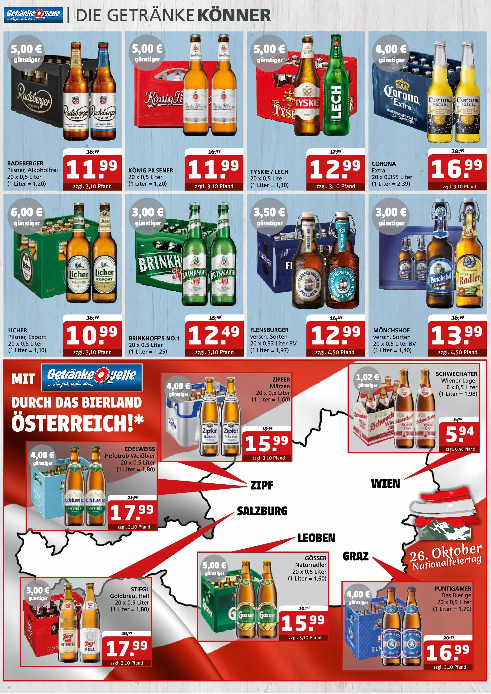 Entdecke - Getränke Quelle: Getränkeangebote (ab 28.09.2025) zum Blättern | Seite: 2 | Produkte: Monchshof, Konig pilsener, Weißbier, Radler