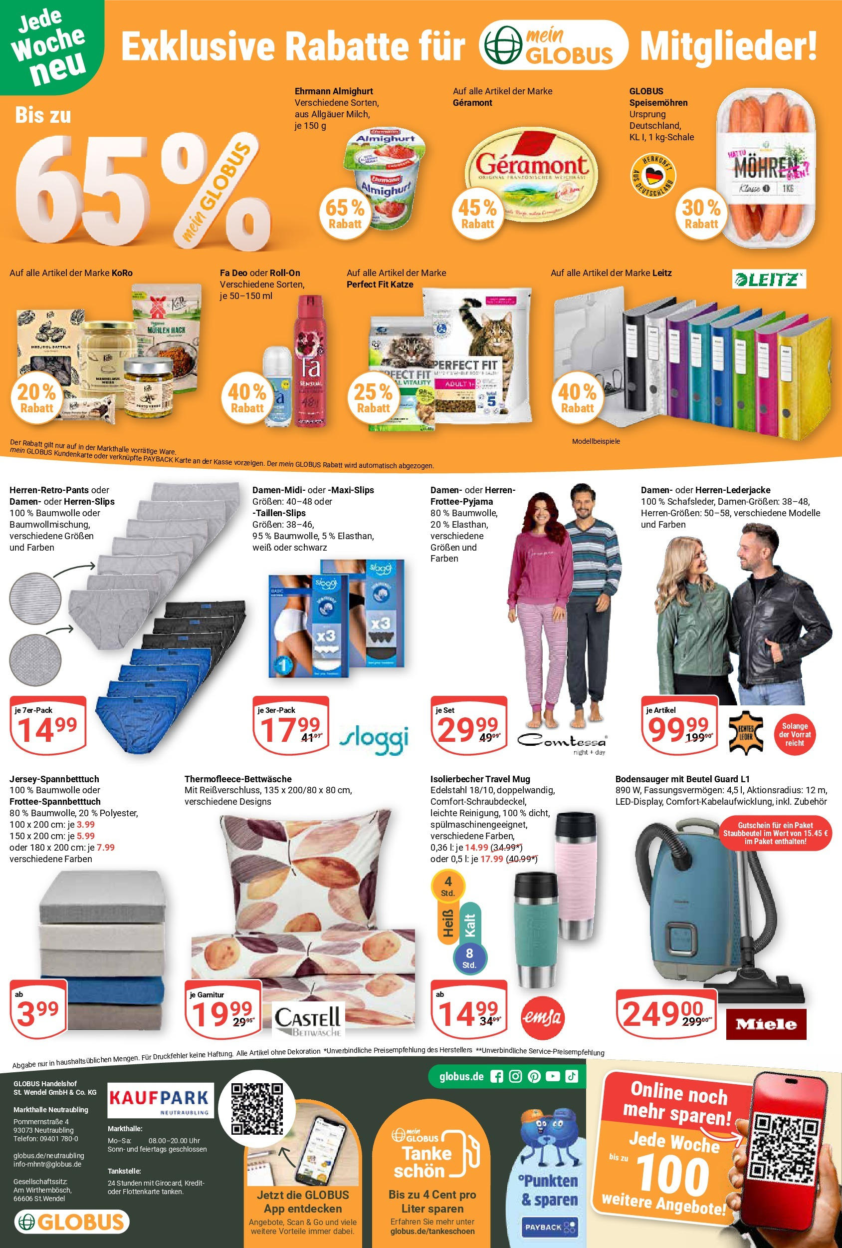 Globus prospekt Neutraubling	 (ab 28.09.2025) » Angebote online | Seite: 28 | Produkte: Miele, Geramont, Bettwäsche, Telefon