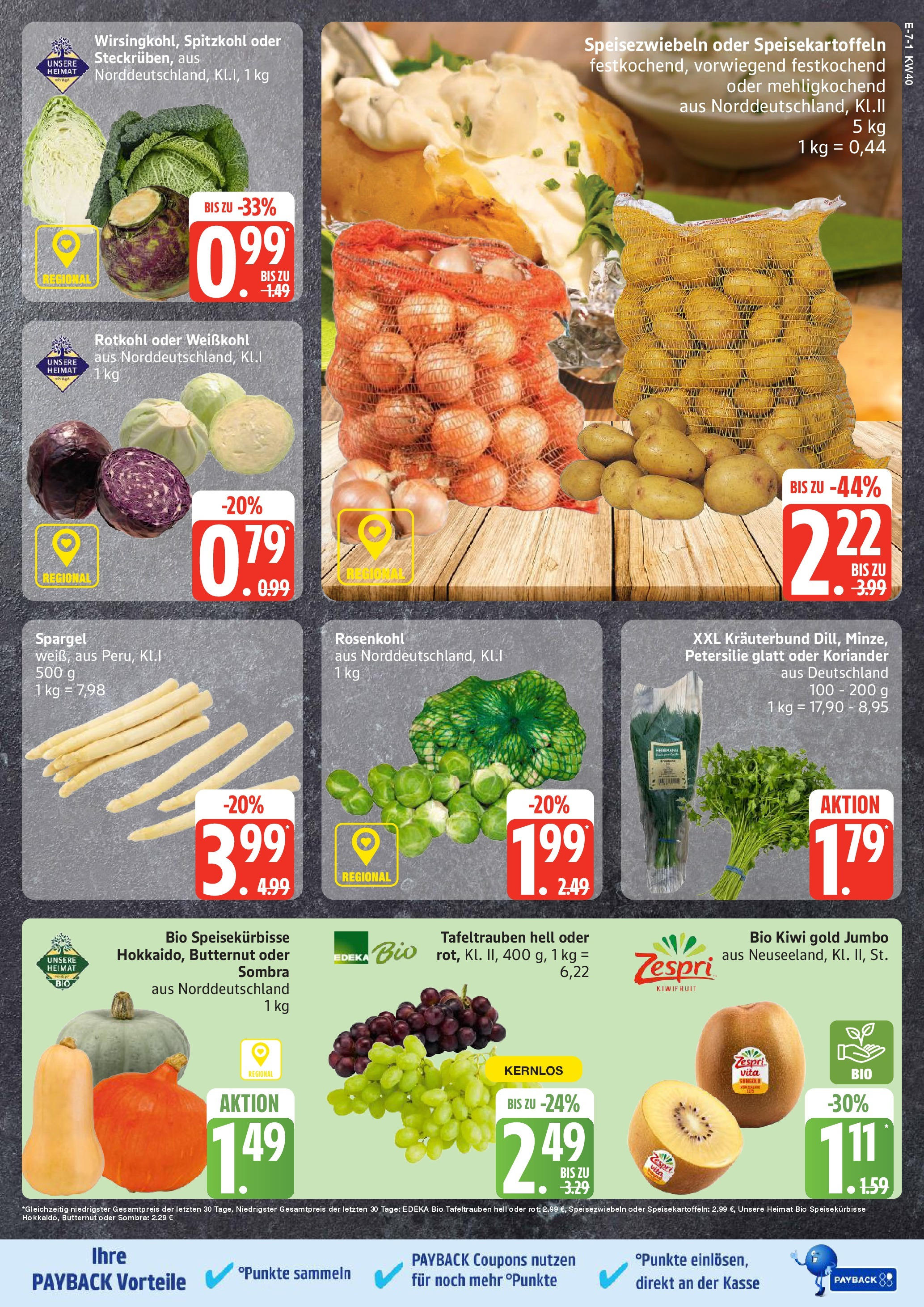 Edeka prospekt Hamburg	 (ab 28.09.2025) » Angebote Online | Seite: 7 | Produkte: Rotkohl, Spargel, Petersilie, Kiwi