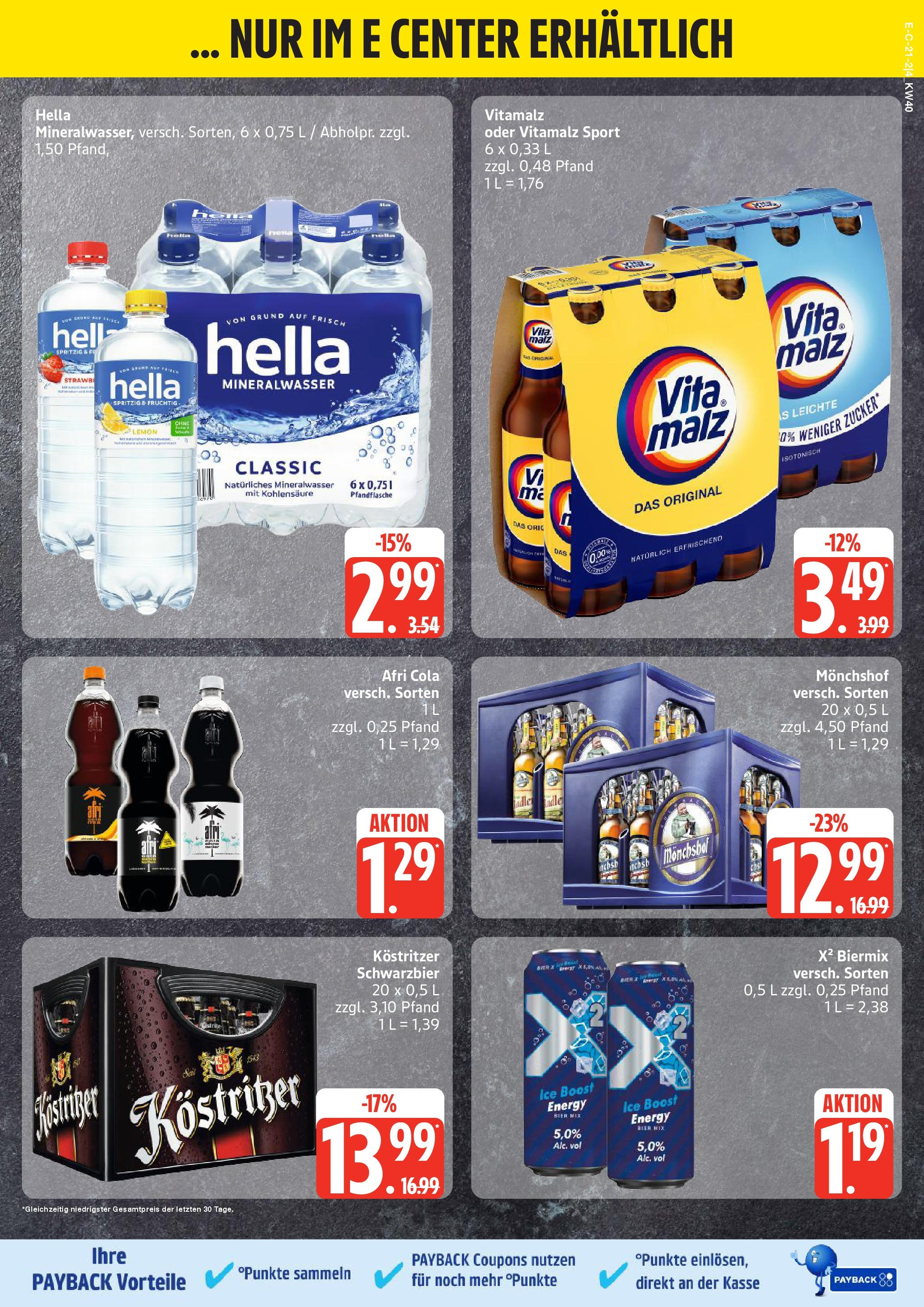 Marktkauf - Marktkauf: Wochenangebote (ab 28.09.2025) » Angebote online | Seite: 21 | Produkte: Cola, Bier, Mineralwasser, Hella