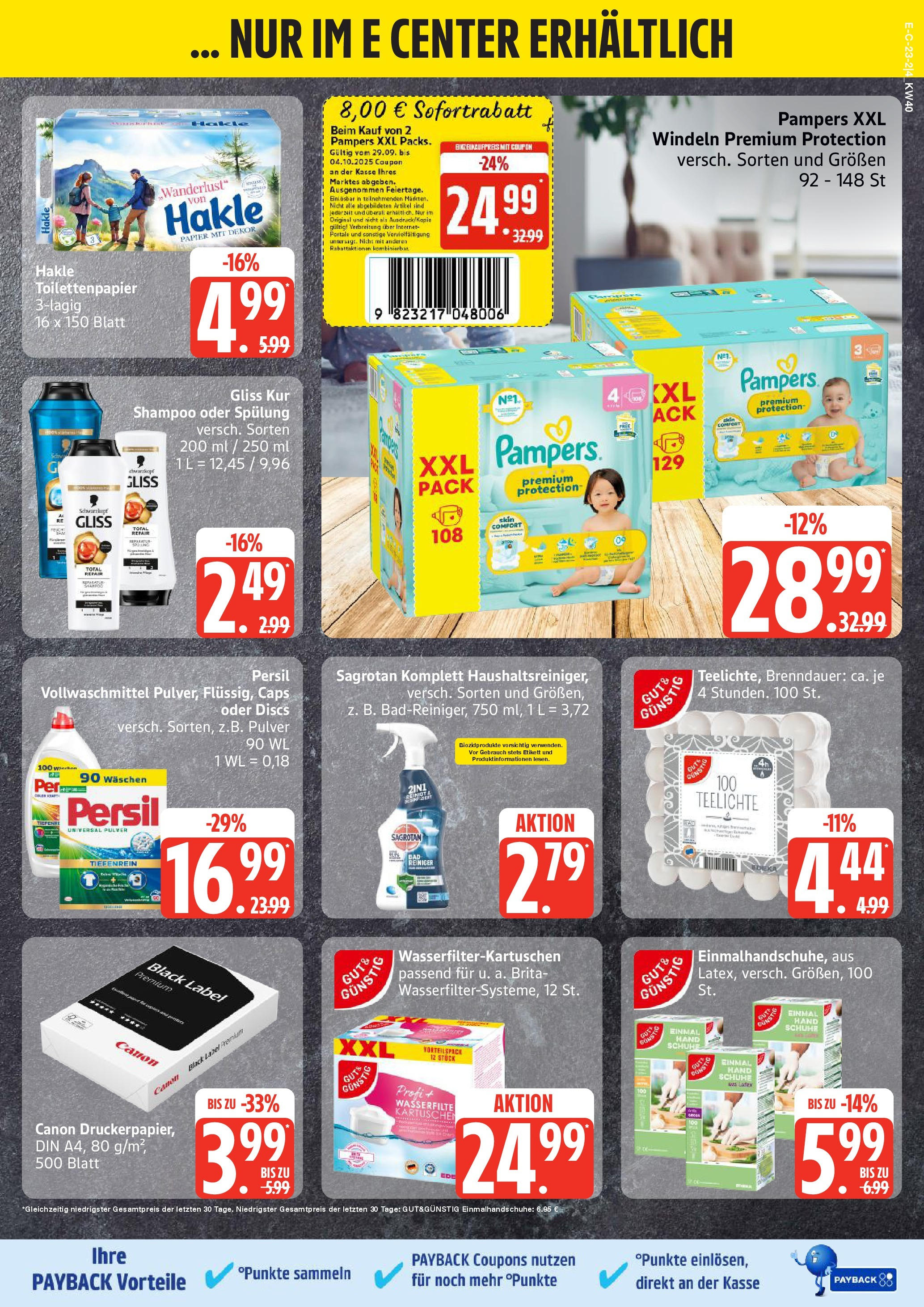 Marktkauf - Marktkauf: Wochenangebote (ab 28.09.2025) » Angebote online | Seite: 23 | Produkte: Pampers, Shampoo, Persil, Toilettenpapier