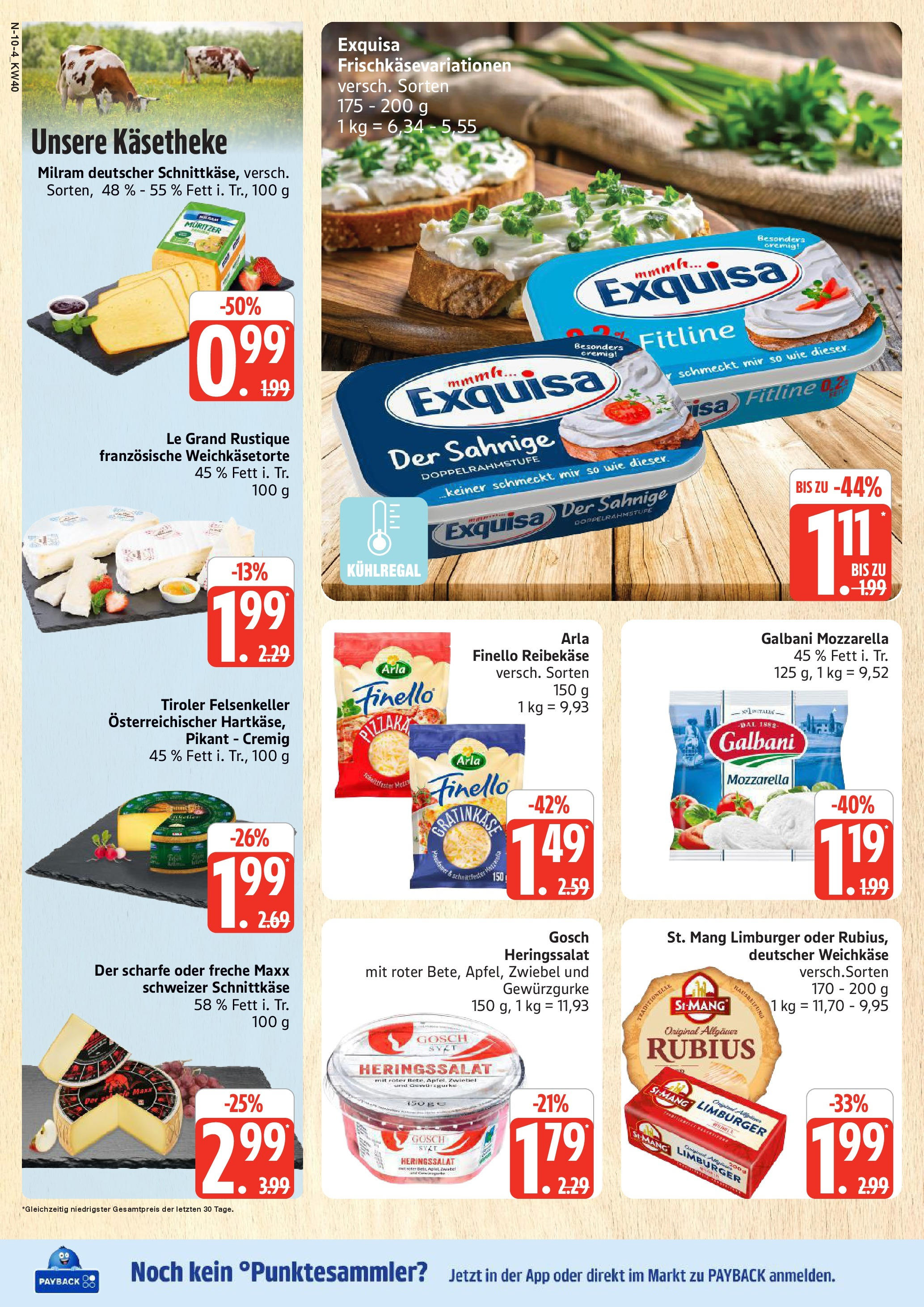 Marktkauf - Marktkauf: Wochenangebote (ab 28.09.2025) » Angebote online | Seite: 10 | Produkte: Bett, Mozzarella, Milram, Reibekase