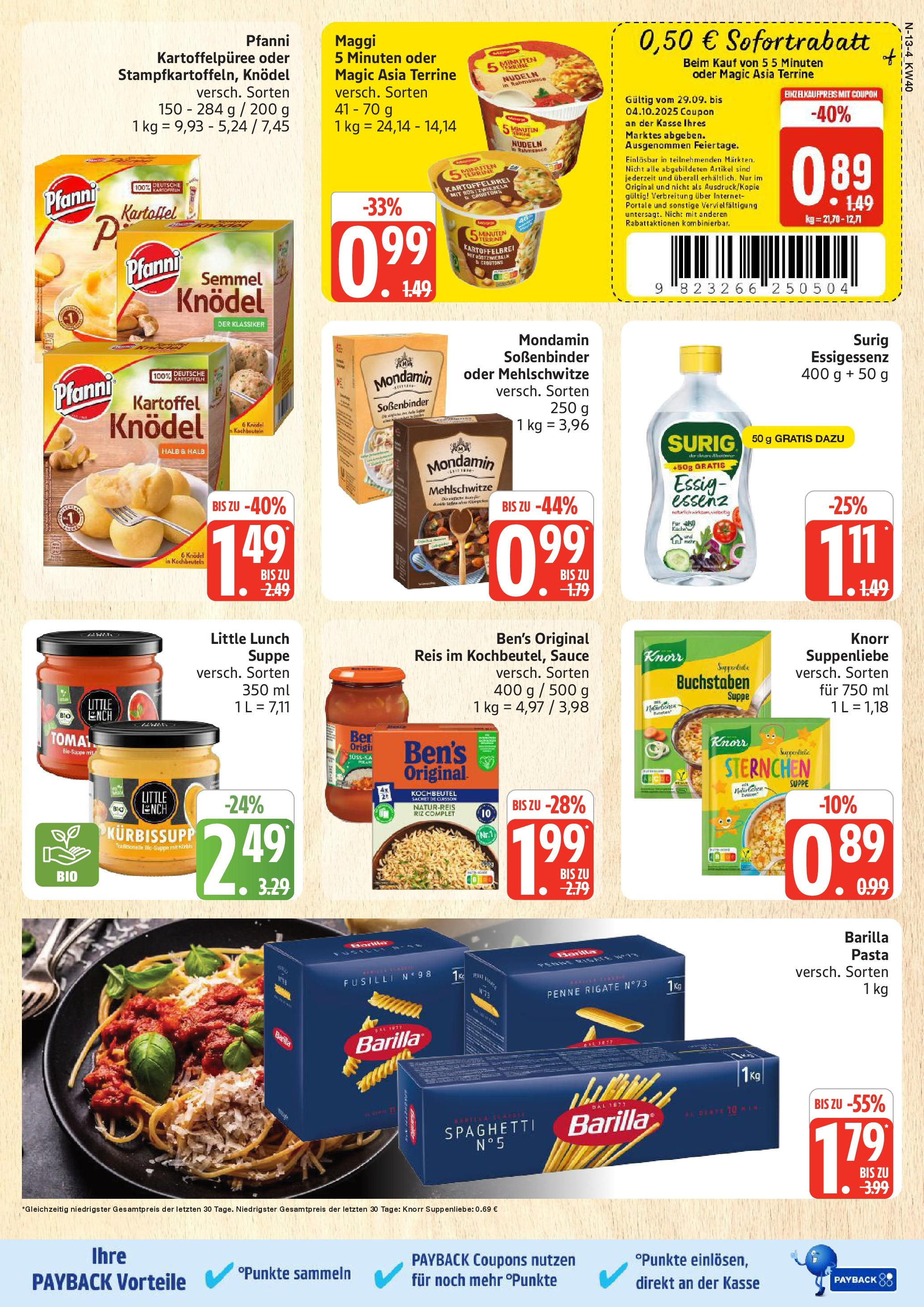 Marktkauf - Marktkauf: Wochenangebote (ab 28.09.2025) » Angebote online | Seite: 13 | Produkte: Maggi, Barilla, Knorr, Pasta