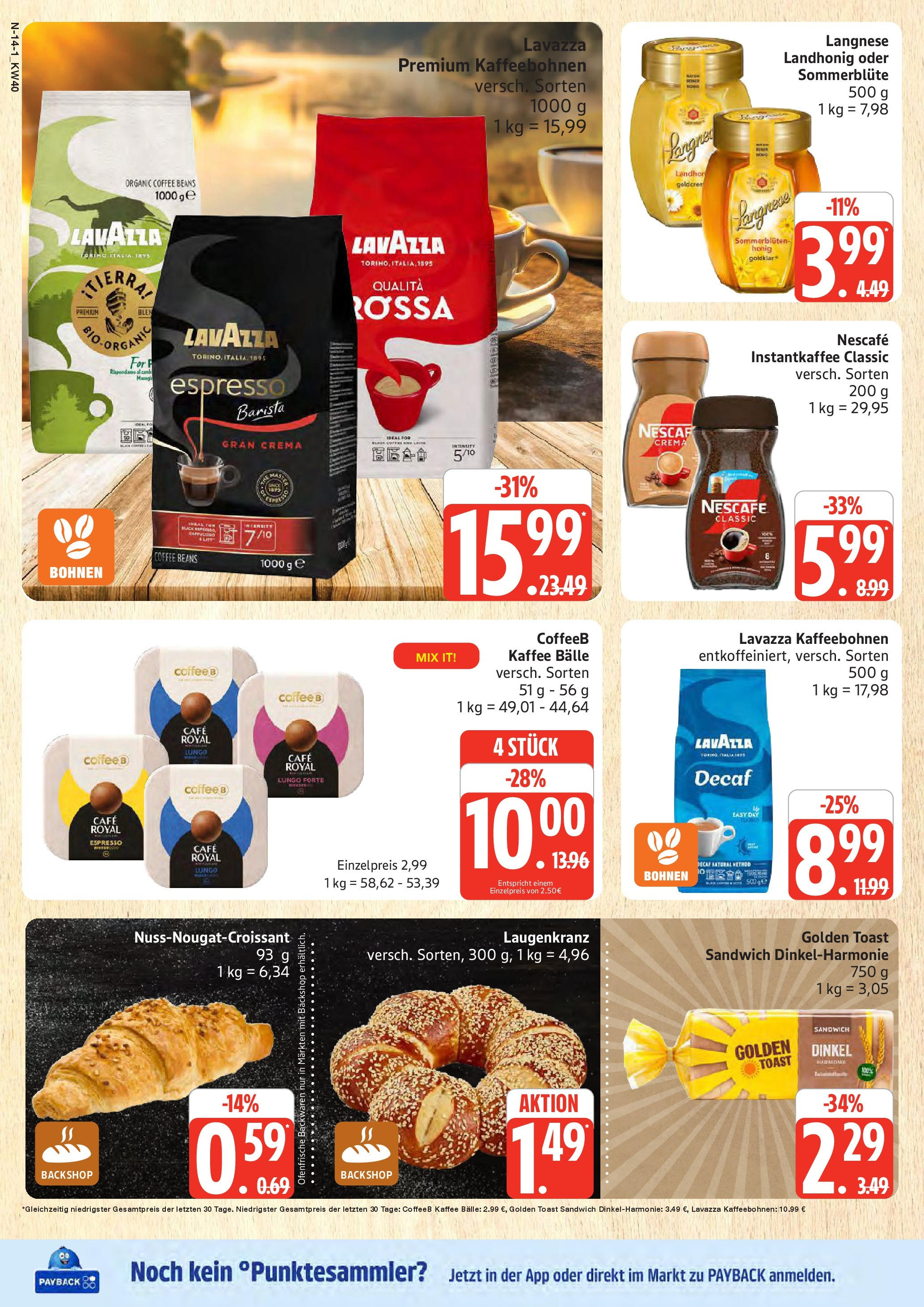 Marktkauf - Marktkauf: Wochenangebote (ab 28.09.2025) » Angebote online | Seite: 14 | Produkte: Lavazza, Langnese, Kaffee, Toast