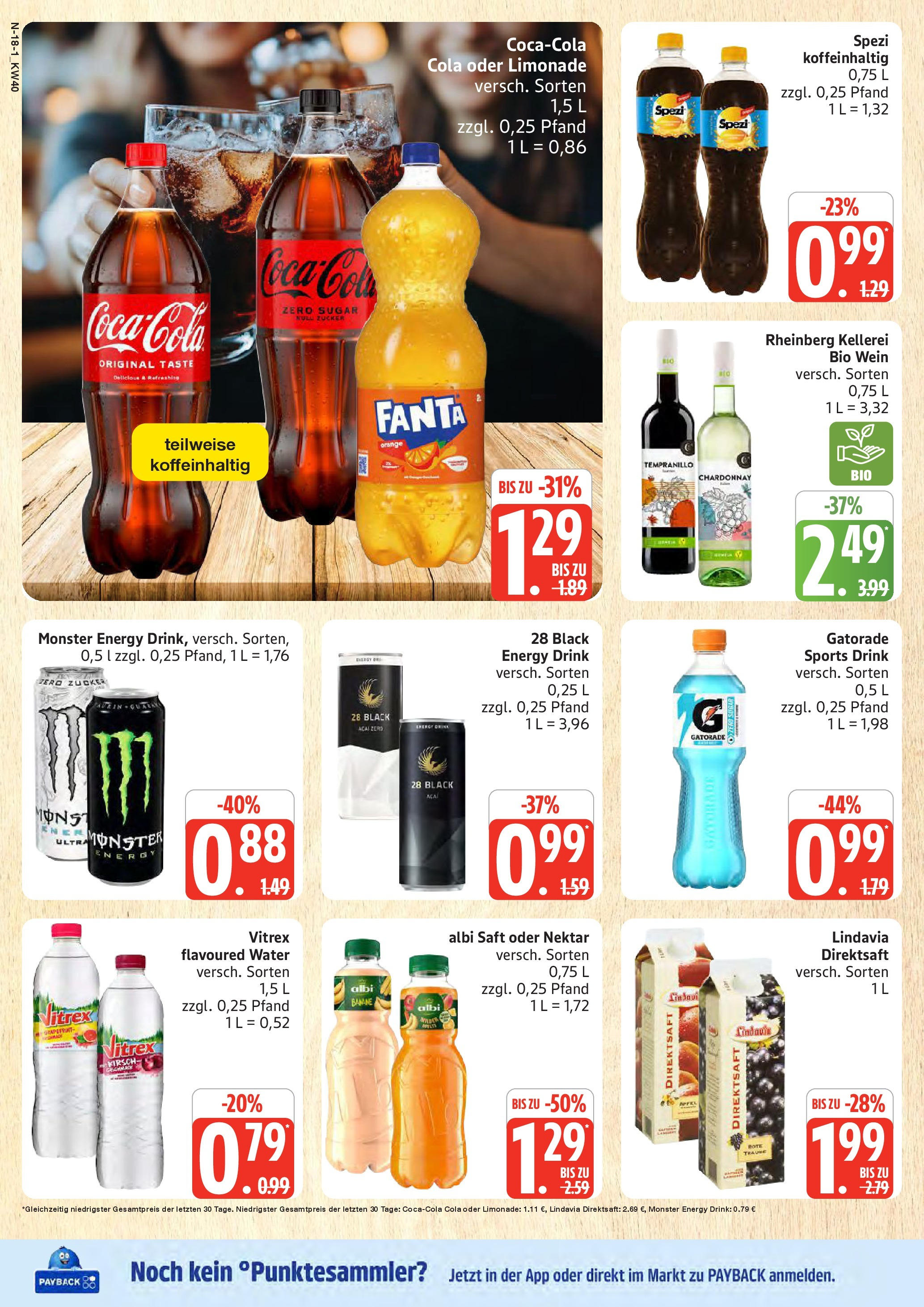 Marktkauf - Marktkauf: Wochenangebote (ab 28.09.2025) » Angebote online | Seite: 18 | Produkte: Cola, Energy, Saft, Wein