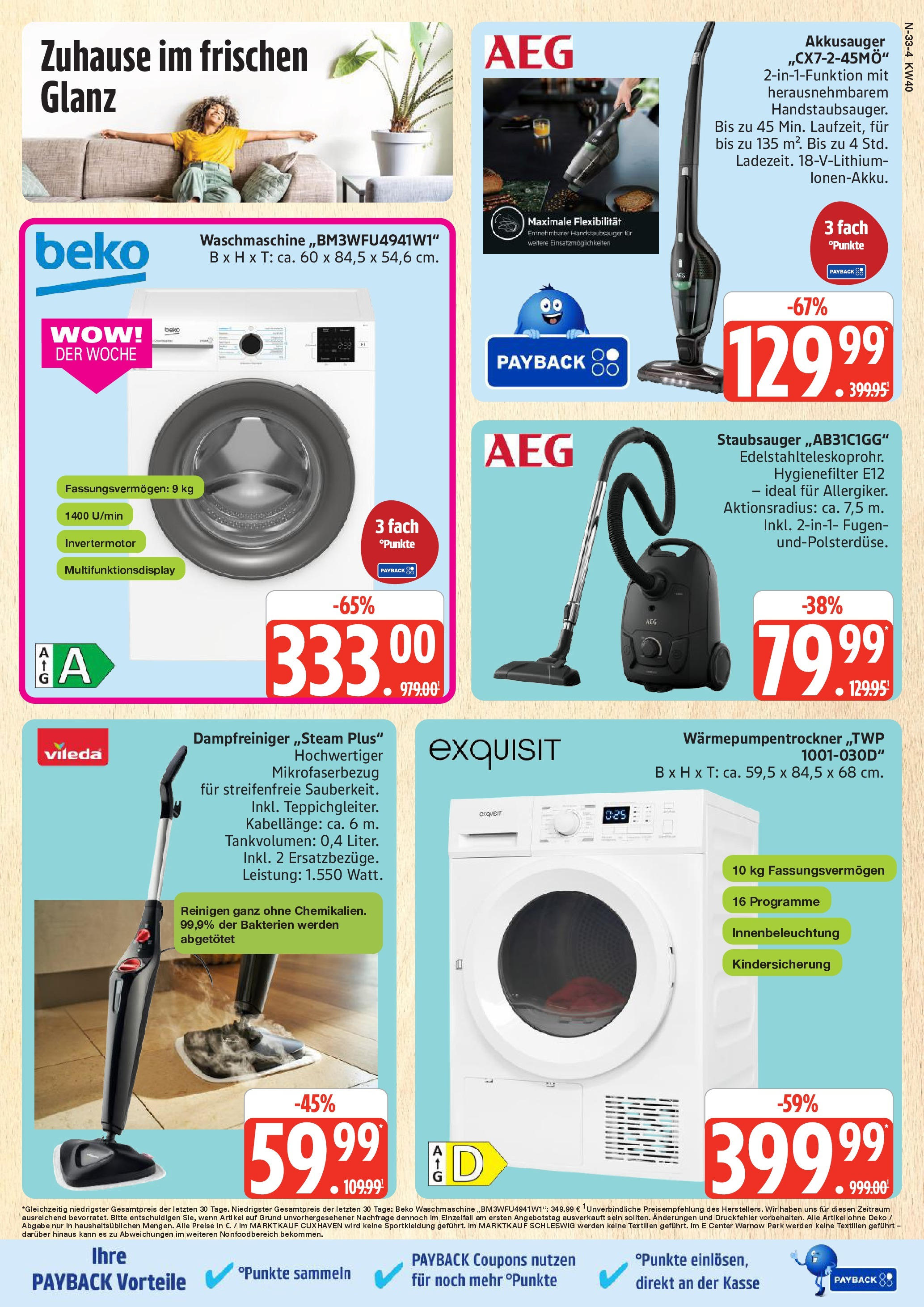 Marktkauf - Marktkauf: Wochenangebote (ab 28.09.2025) » Angebote online | Seite: 33 | Produkte: Staubsauger, Waschmaschine