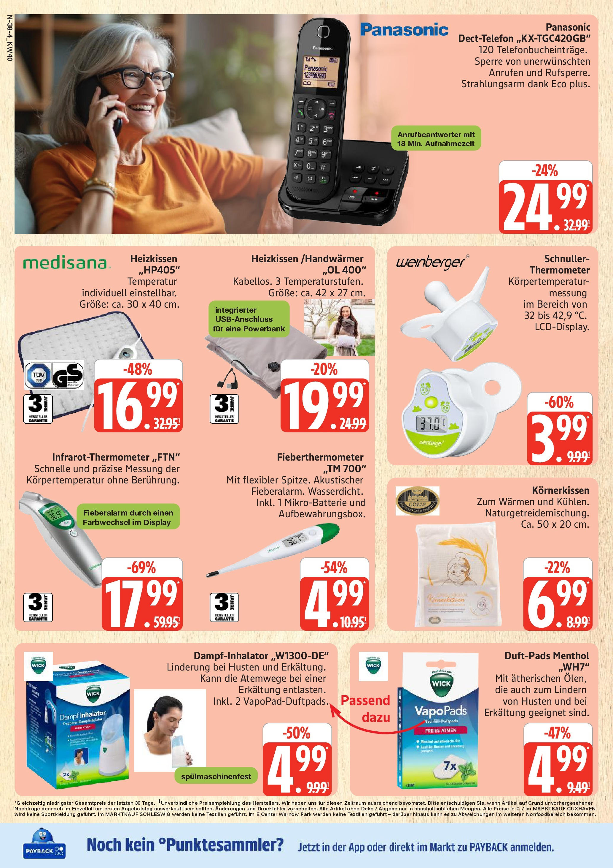 Marktkauf - Marktkauf: Wochenangebote (ab 28.09.2025) » Angebote online | Seite: 38 | Produkte: Panasonic, Thermometer, Heizkissen, Powerbank