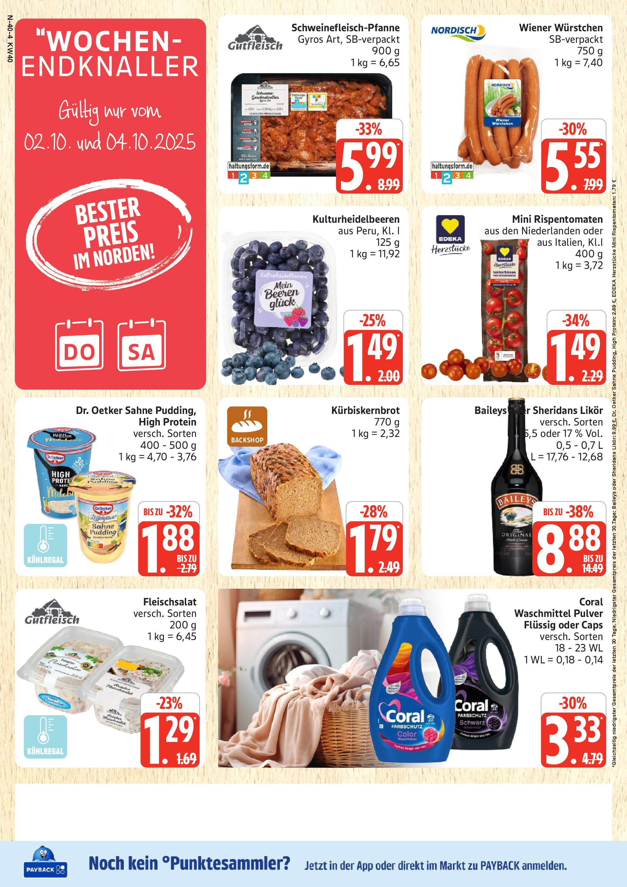 Marktkauf - Marktkauf: Wochenangebote (ab 28.09.2025) » Angebote online | Seite: 40 | Produkte: Wiener wurstchen, Coral, Pudding, Gyros