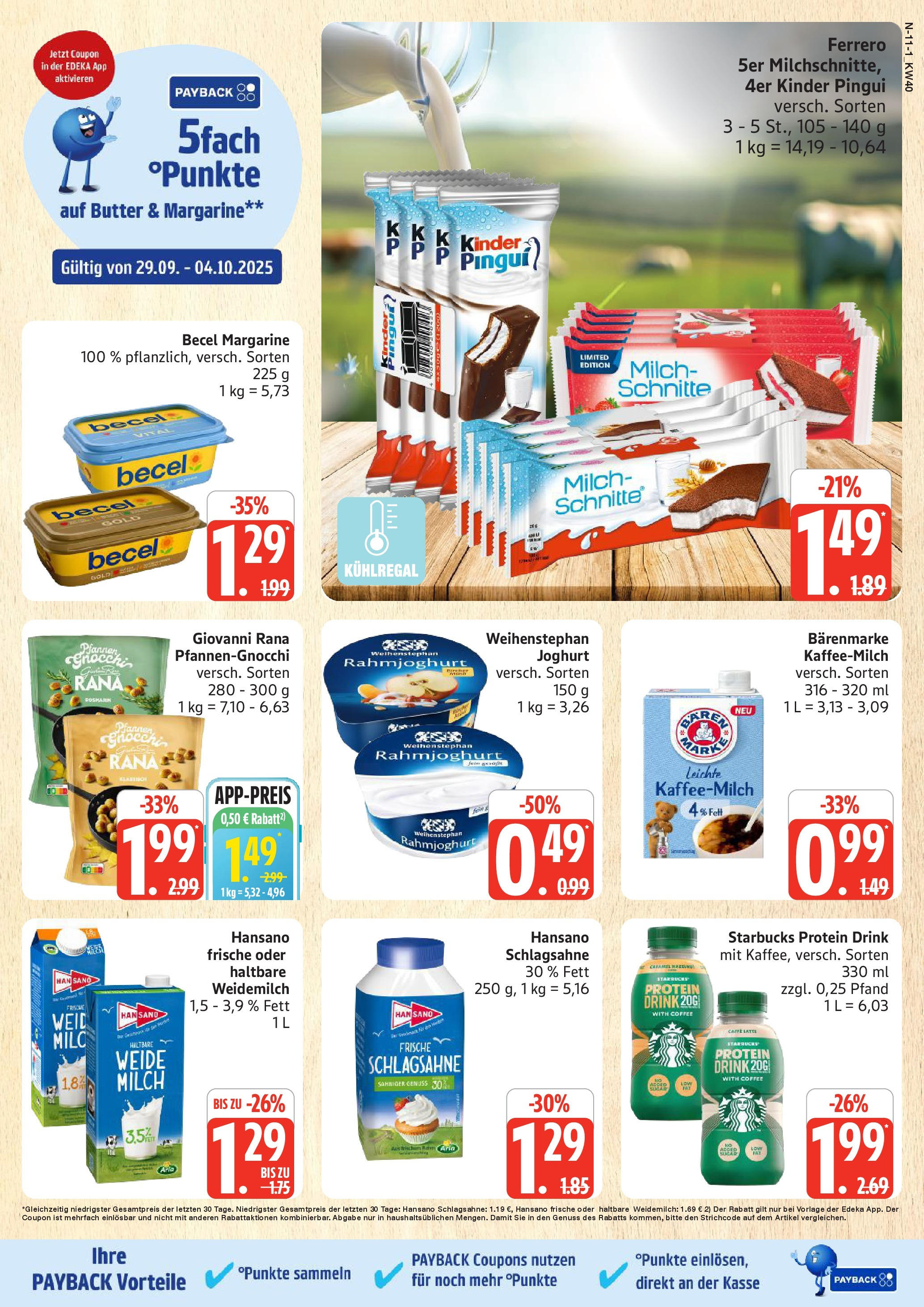 Marktkauf - Marktkauf: Wochenangebote (ab 28.09.2025) » Angebote online | Seite: 11 | Produkte: Schlagsahne, Joghurt, Becel, Starbucks