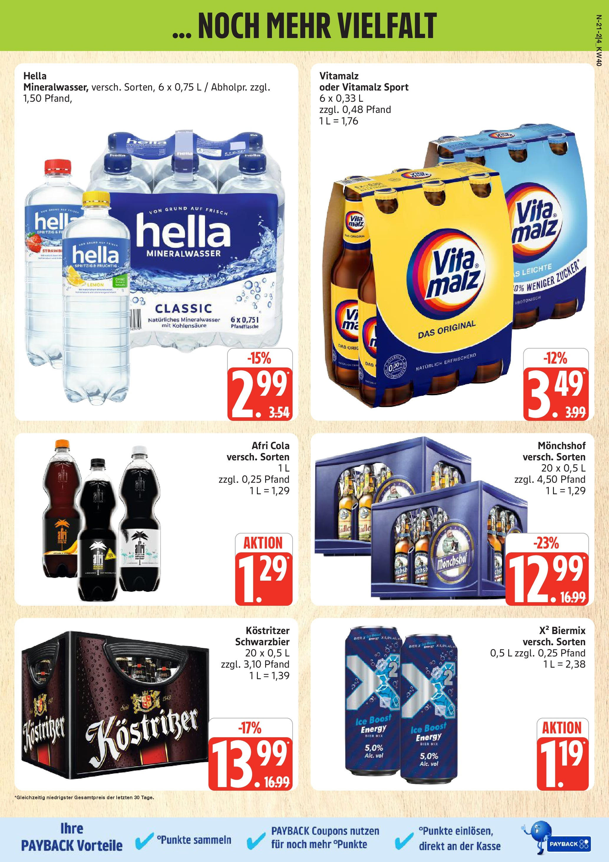 Marktkauf - Marktkauf: Wochenangebote (ab 28.09.2025) » Angebote online | Seite: 21 | Produkte: Monchshof, Cola, Kostritzer, Bier