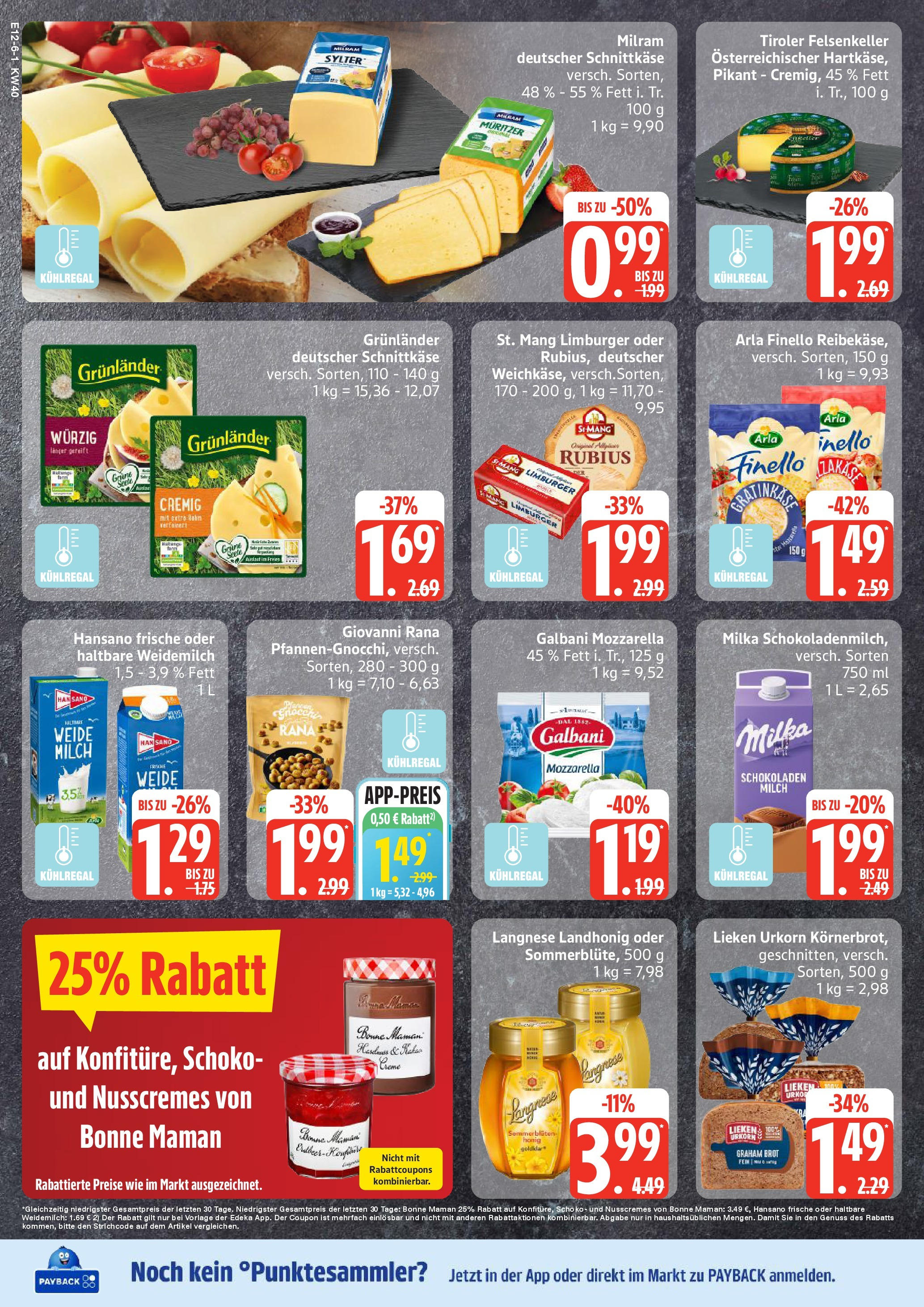 Edeka prospekt Sterup (ab 28.09.2025) » Angebote Online | Seite: 6 | Produkte: Langnese, Milka, Reibekase, Bonne maman Edeka prospekt Sterup (ab 28.09.2025) » Angebote Online | Seite: 6 | Produkte: Langnese, Milka, Reibekase, Bonne maman
