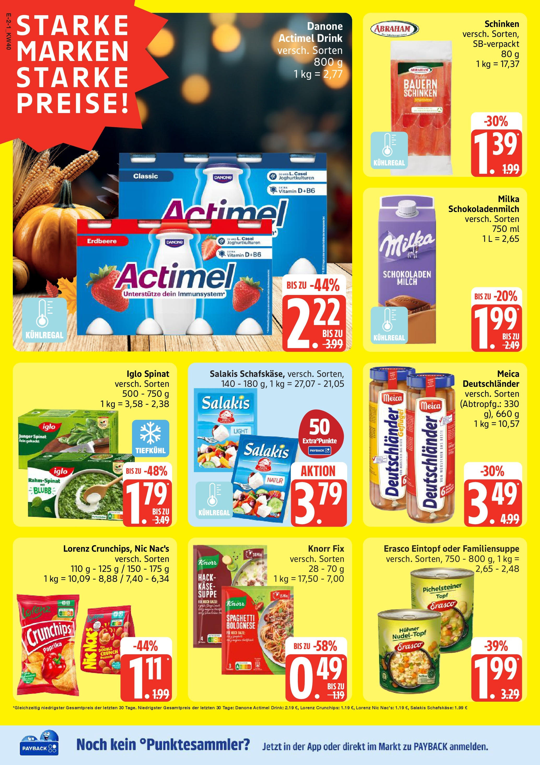 Edeka prospekt Hamburg	 (ab 28.09.2025) » Angebote Online | Seite: 2 | Produkte: Actimel, Iglo, Milka, Erasco