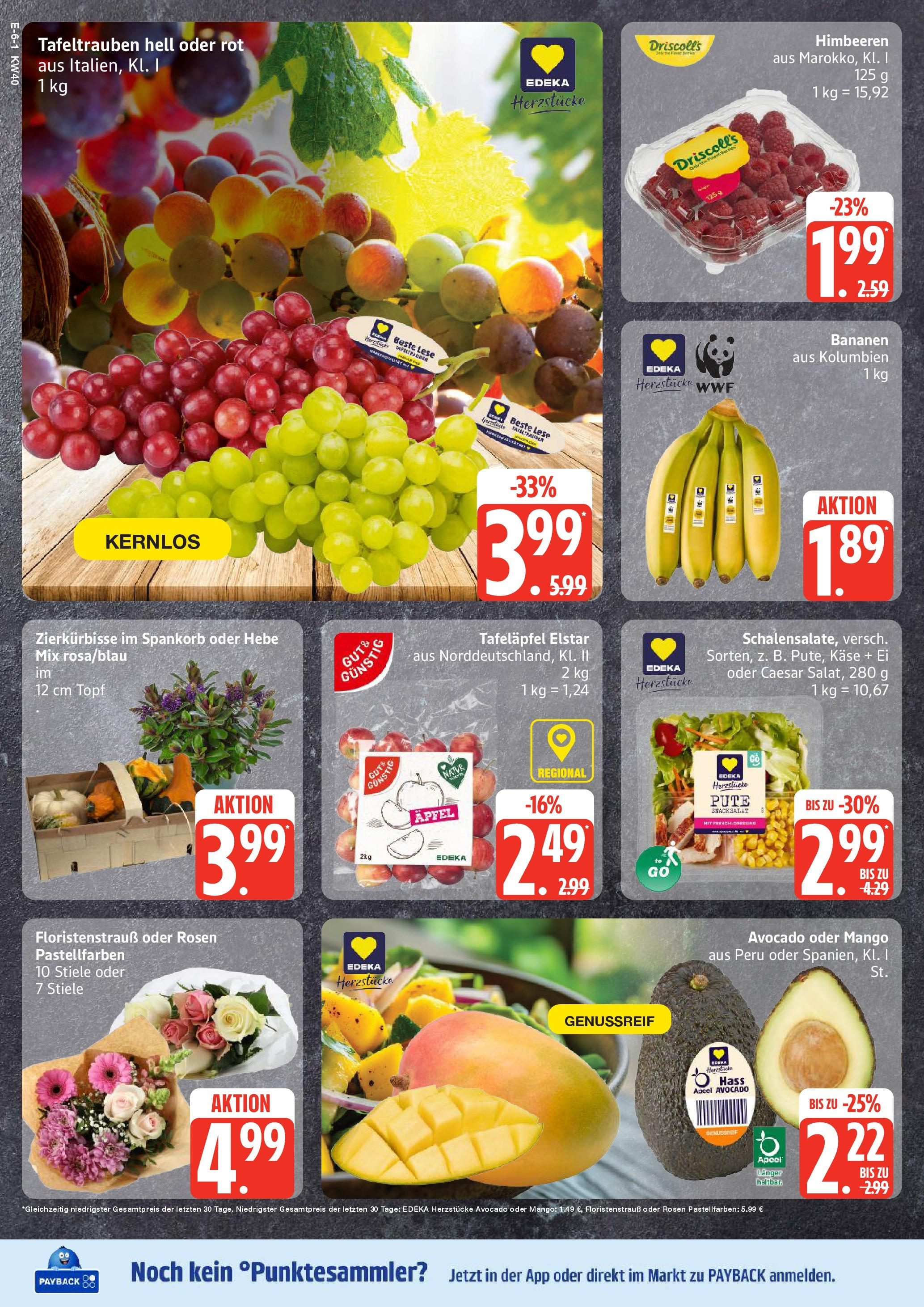 Edeka prospekt Hamburg	 (ab 28.09.2025) » Angebote Online | Seite: 6 | Produkte: Himbeeren, Käse, Avocado, Mango