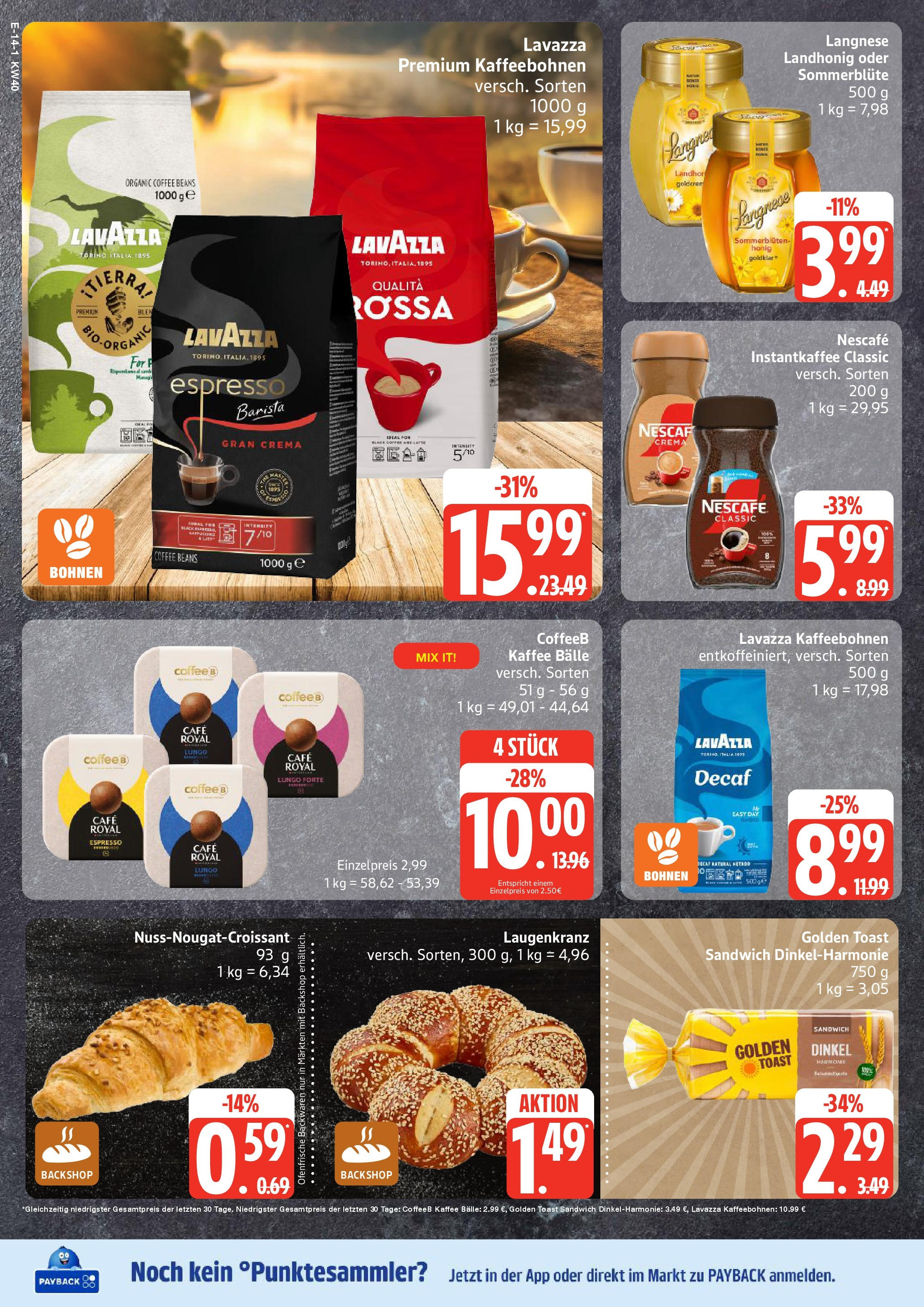 Edeka prospekt Hamburg	 (ab 28.09.2025) » Angebote Online | Seite: 14 | Produkte: Langnese, Nescafe, Kaffee, Toast