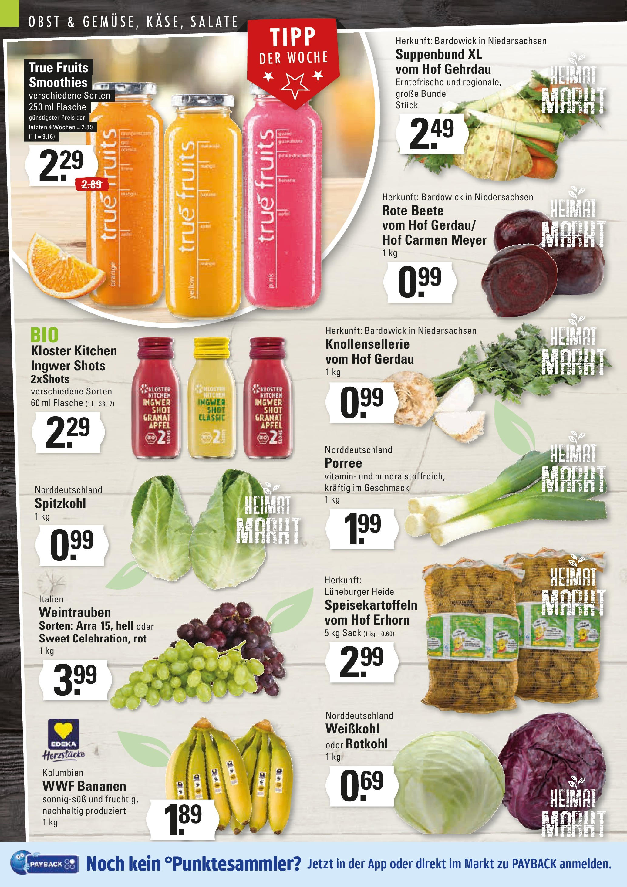 Edeka prospekt Hamburg	 (ab 28.09.2025) » Angebote Online | Seite: 2 | Produkte: Rotkohl, Obst, Rote Beete, Weintrauben