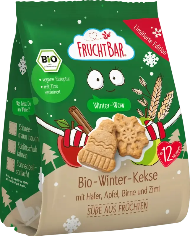 FruchtBar Kinderkekse Winter mit Hafer, Apfel, Birne & Zimt ab 12 Monaten