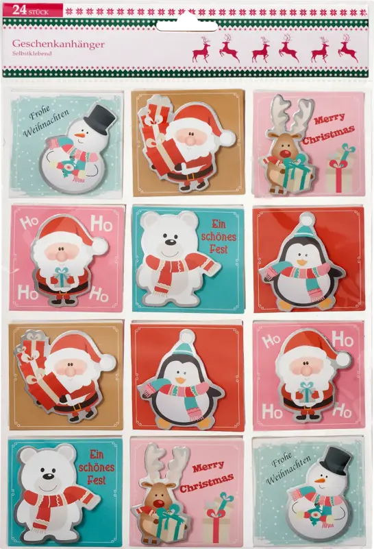 Dekorieren & Einrichten Geschenkanhänger Kindermotive, selbstklebend, mint-rosa-rot