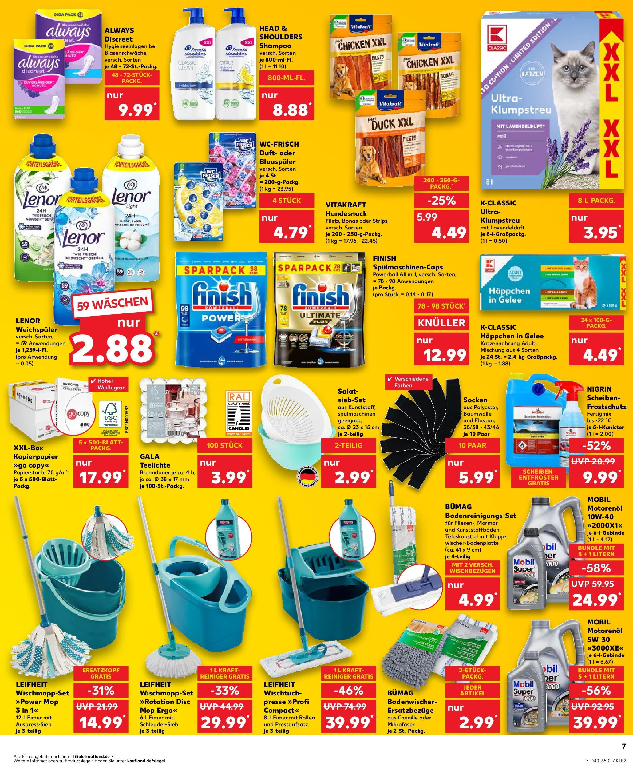 Prospekt Kaufland ab 02.10.2025 » Angebote Online zum Blättern | Seite: 7 | Produkte: Lenor, Head & shoulders, Weichspüler, Socken