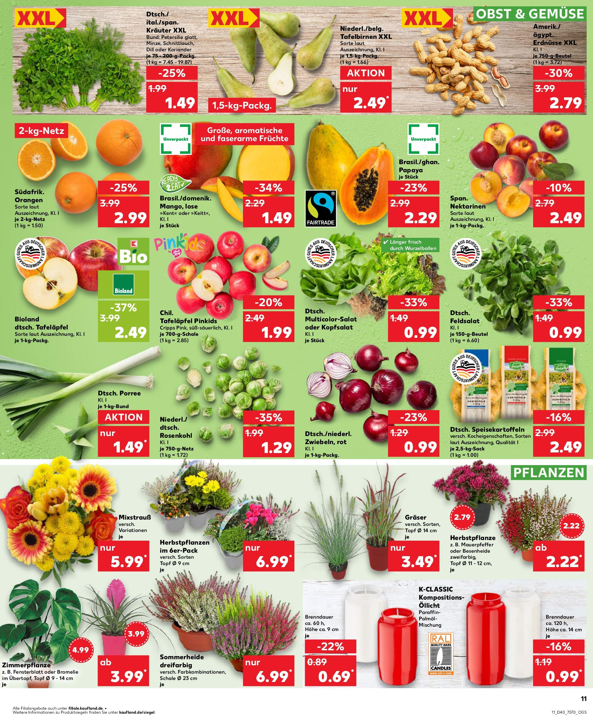 Prospekt Kaufland ab 02.10.2025 » Angebote Online zum Blättern | Seite: 11 | Produkte: Erdnüsse, Orangen, Gemüse, Dill