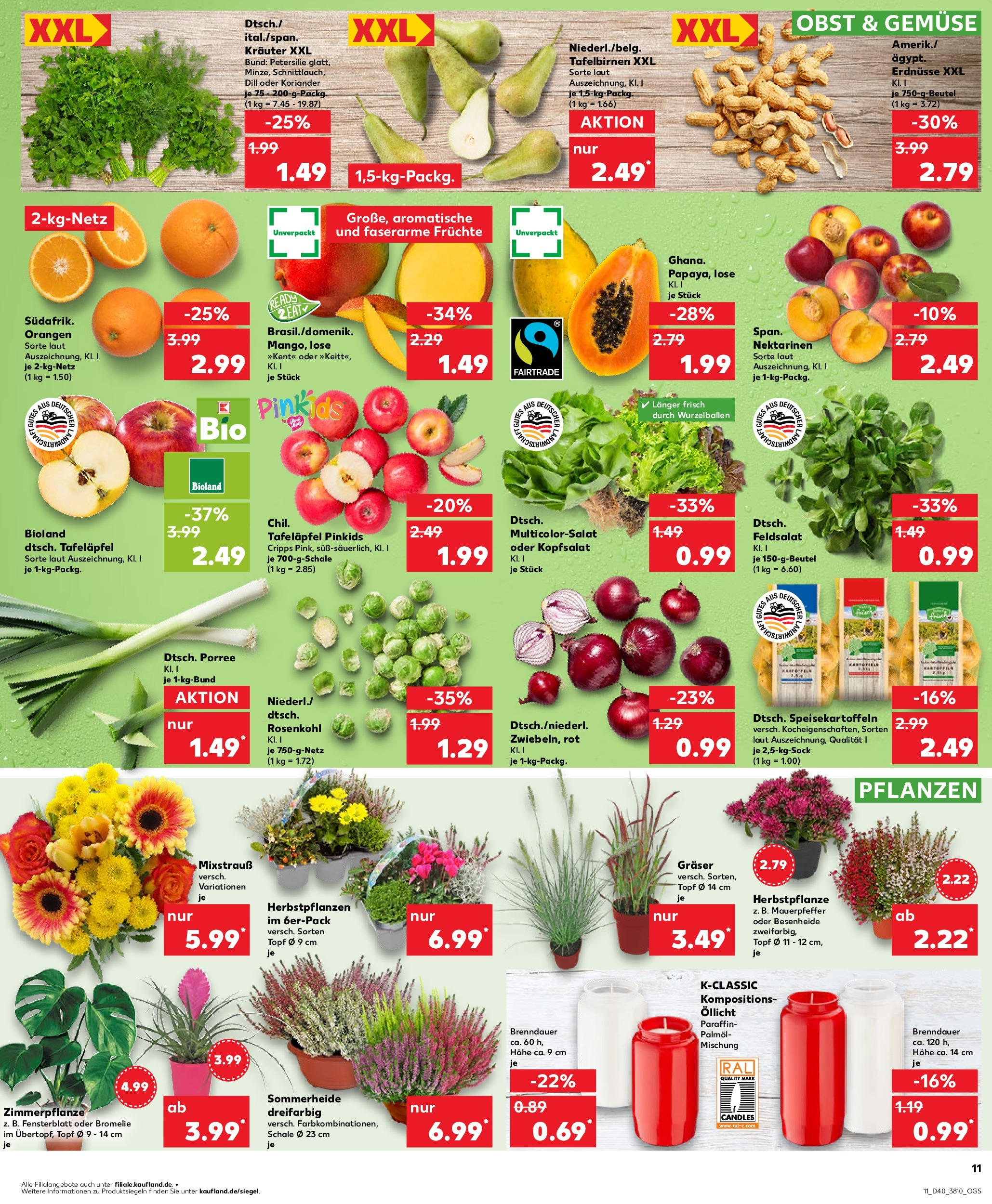 Prospekt Kaufland ab 02.10.2025 » Angebote Online zum Blättern | Seite: 11 | Produkte: Erdnüsse, Orangen, Petersilie, Dill