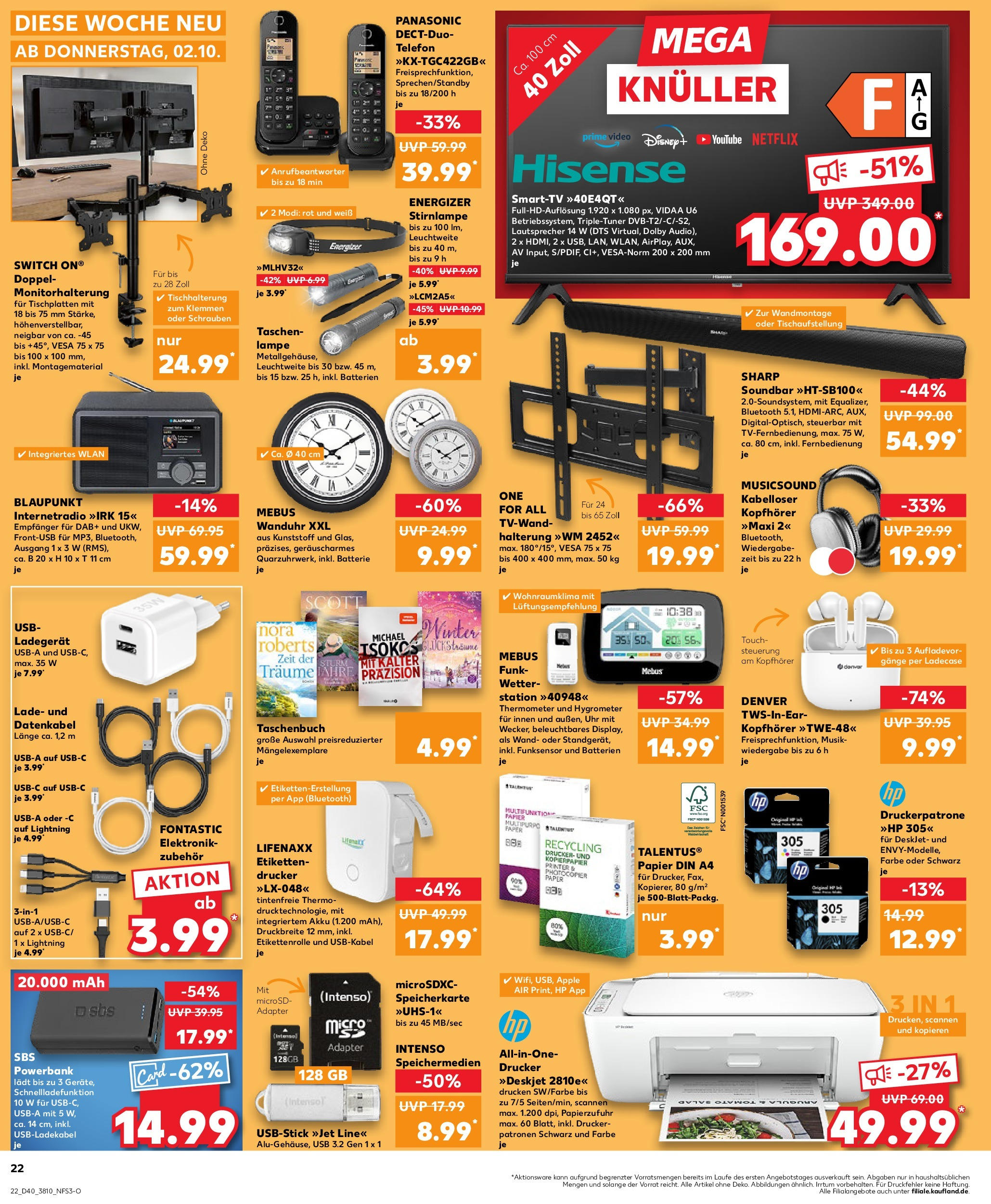 Prospekt Kaufland ab 02.10.2025 » Angebote Online zum Blättern | Seite: 22 | Produkte: Adapter, Hisense, Video, Radio