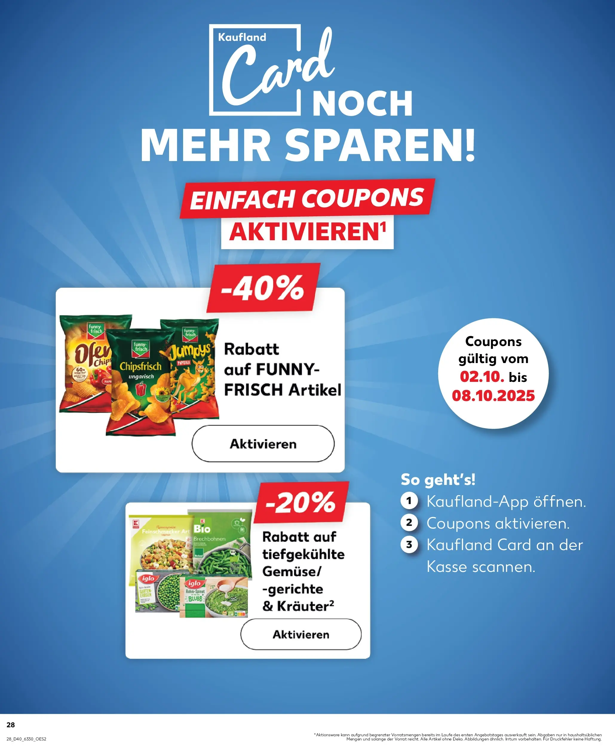 Prospekt Kaufland ab 02.10.2025 » Angebote Online zum Blättern | Seite: 28 | Produkte: Ofen, Iglo, Paprika, Chips