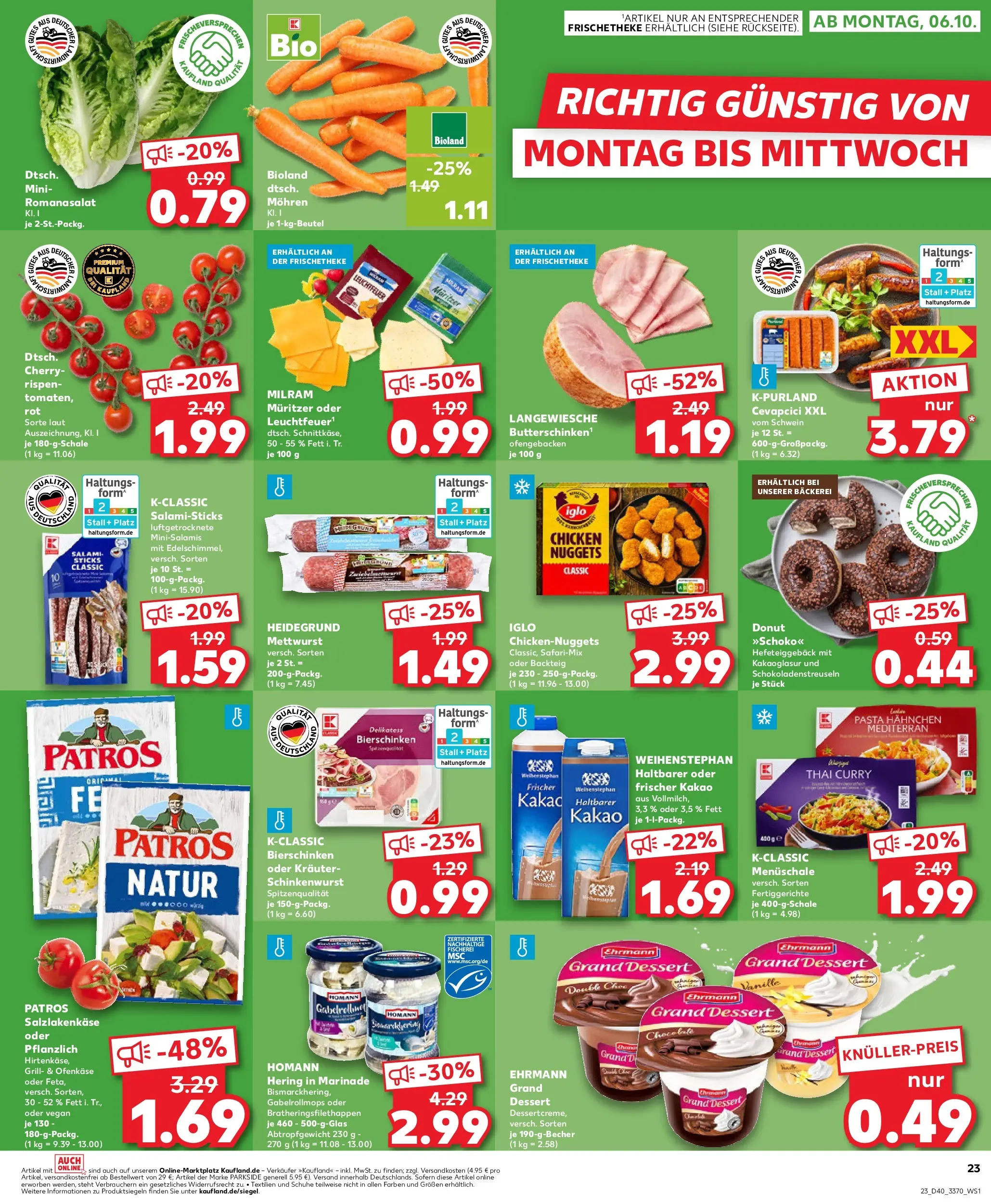 Prospekt Kaufland ab 02.10.2025 » Angebote Online zum Blättern | Seite: 23 | Produkte: Grill, Hahnchen, Ehrmann grand dessert, Fertiggerichte