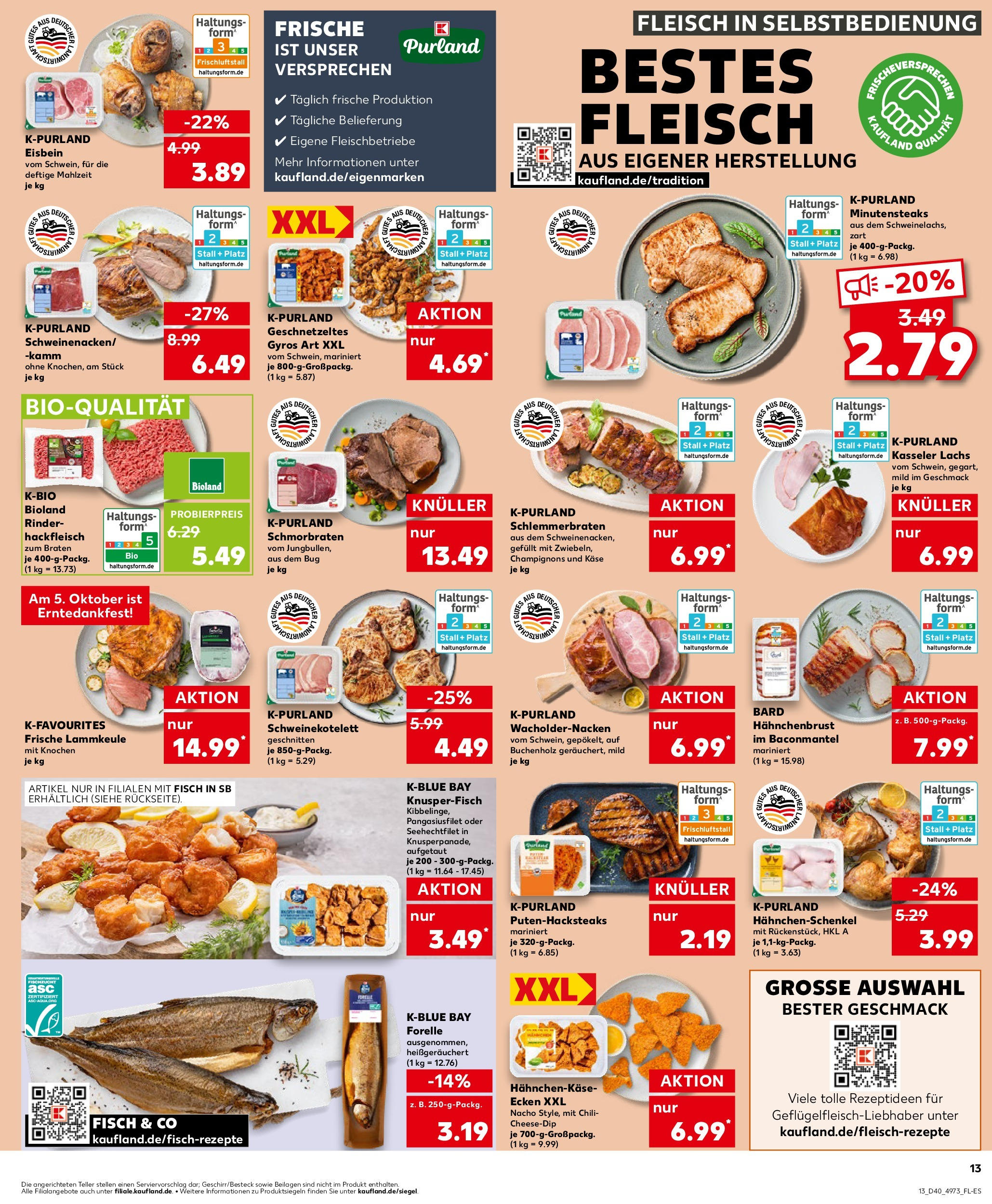 Prospekt Kaufland ab 02.10.2025 » Angebote Online zum Blättern | Seite: 13 | Produkte: Fisch, Chili, Hackfleisch, Hahnchenbrust