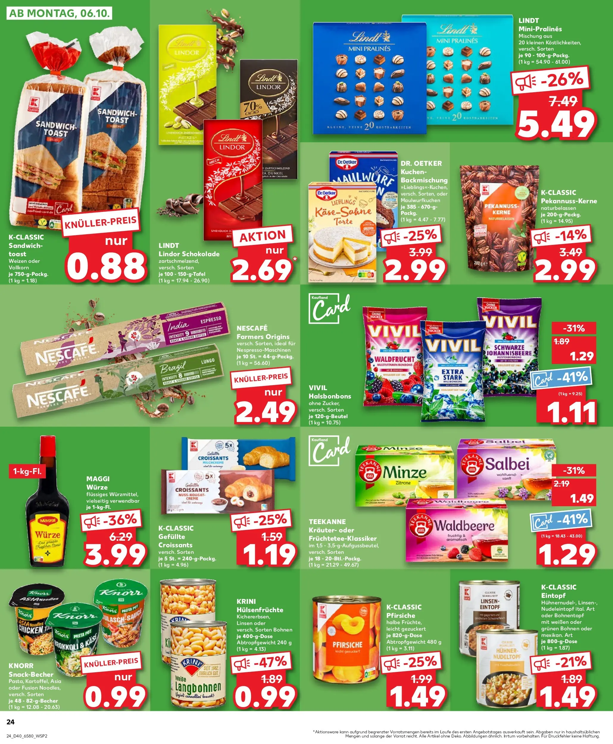 Prospekt Kaufland ab 02.10.2025 » Angebote Online zum Blättern | Seite: 24 | Produkte: Maggi, Käse, Pistazien, Brokkoli