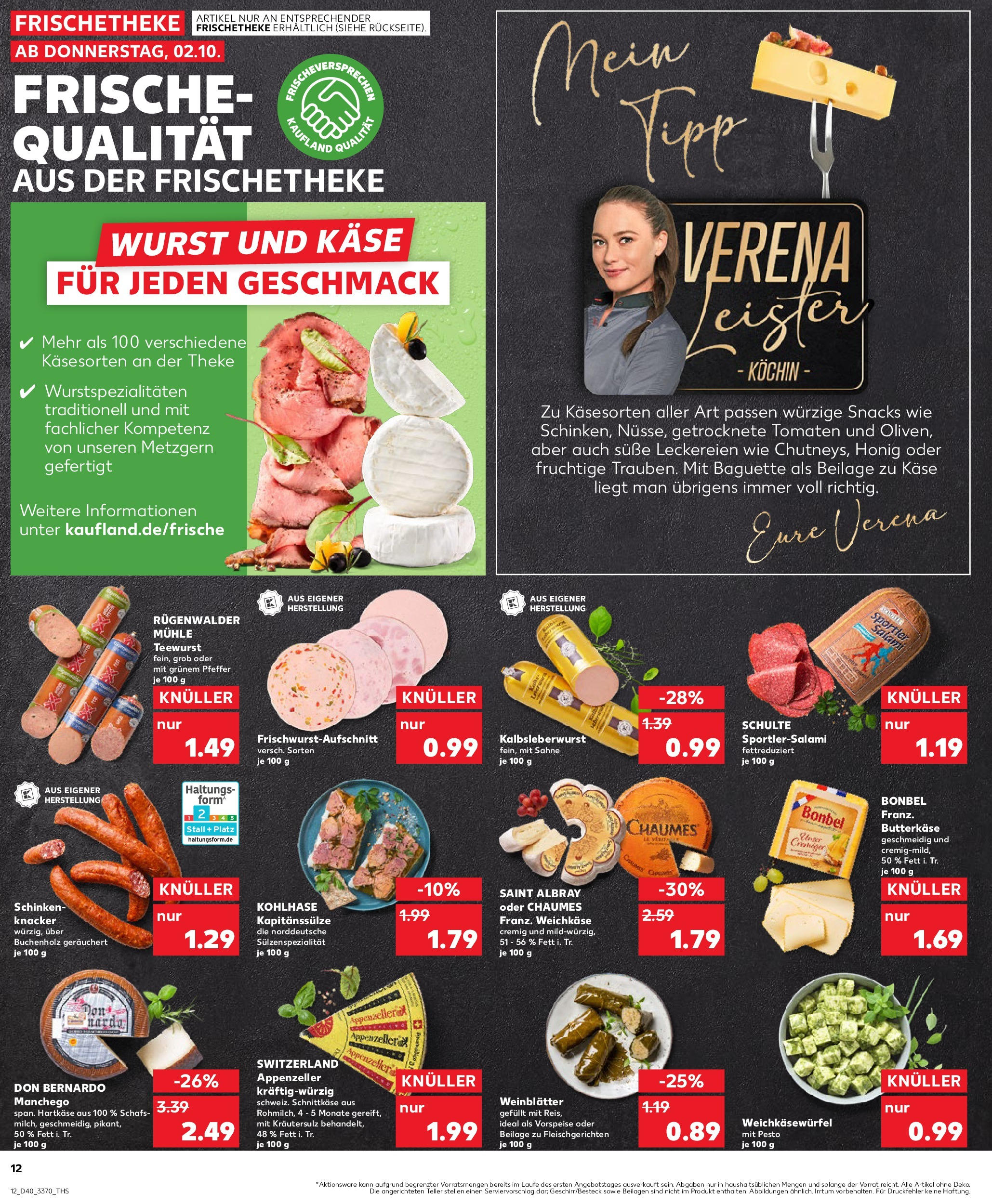 Prospekt Kaufland ab 02.10.2025 » Angebote Online zum Blättern | Seite: 12 | Produkte: Mühle, Theke, Wurst, Schinken