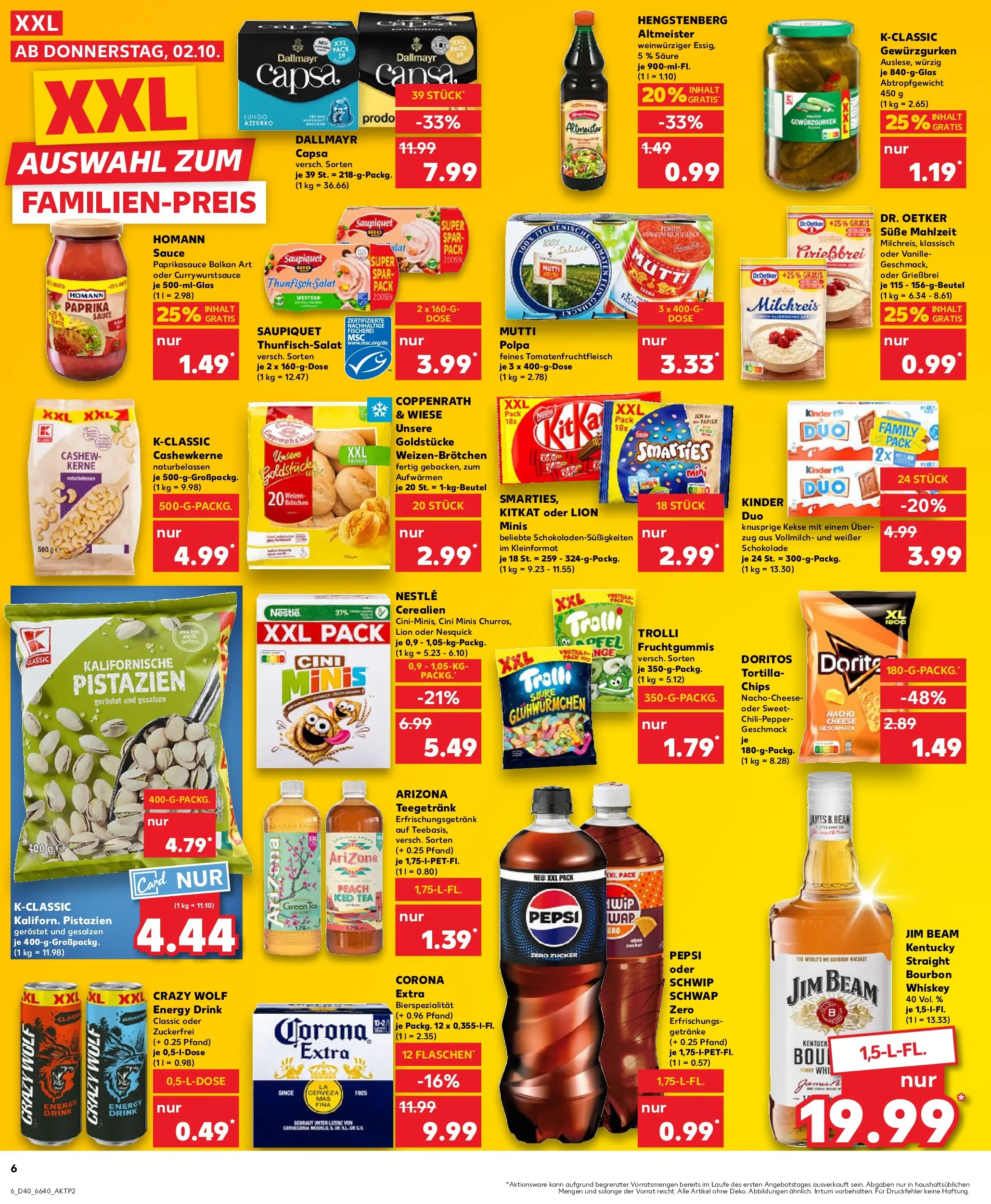 Prospekt Kaufland ab 02.10.2025 » Angebote Online zum Blättern | Seite: 6 | Produkte: Schokolade, Pistazien, Kekse, Salat