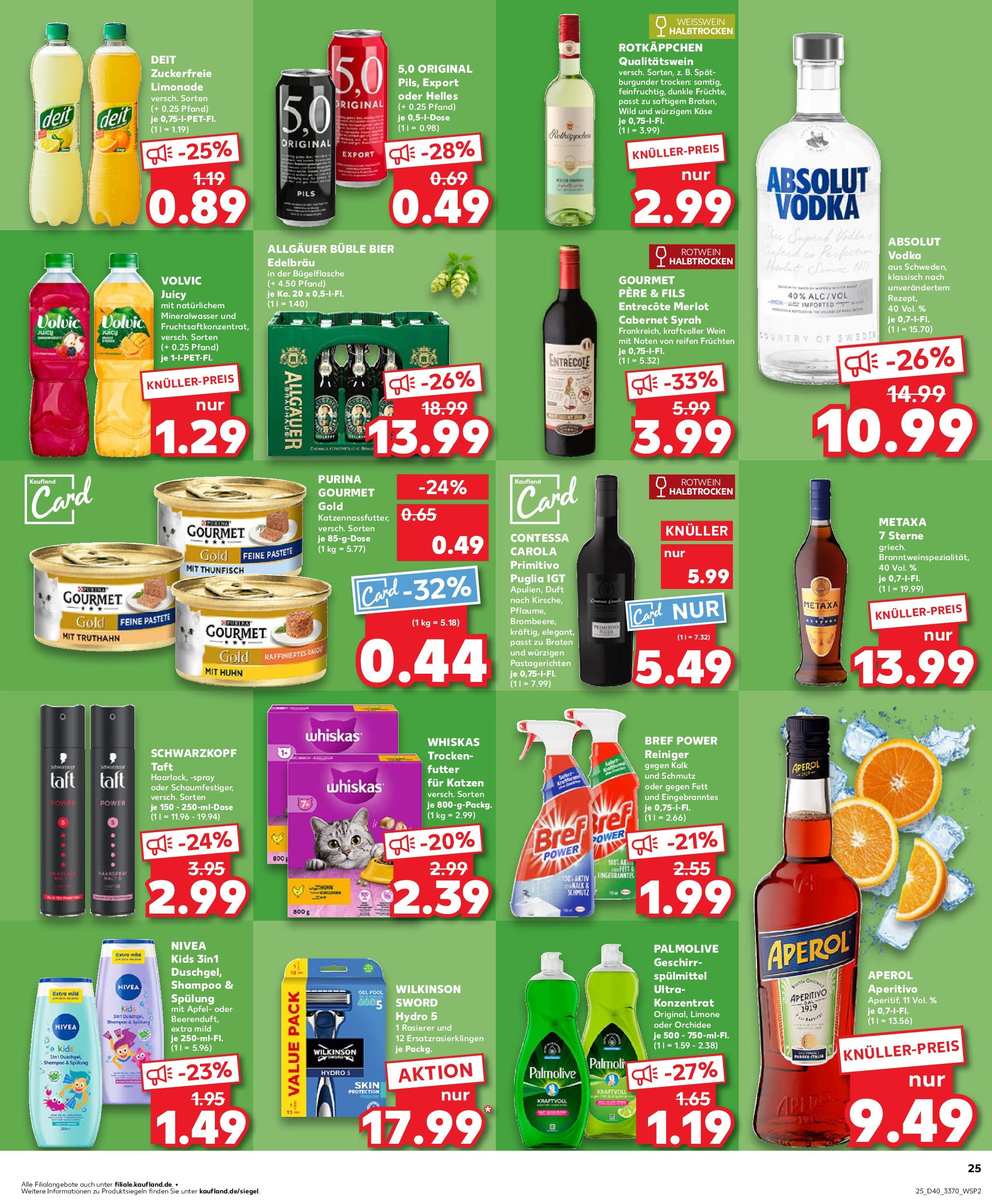 Prospekt Kaufland ab 02.10.2025 » Angebote Online zum Blättern | Seite: 25 | Produkte: Bier, Spülung, Metaxa, Purina gourmet gold