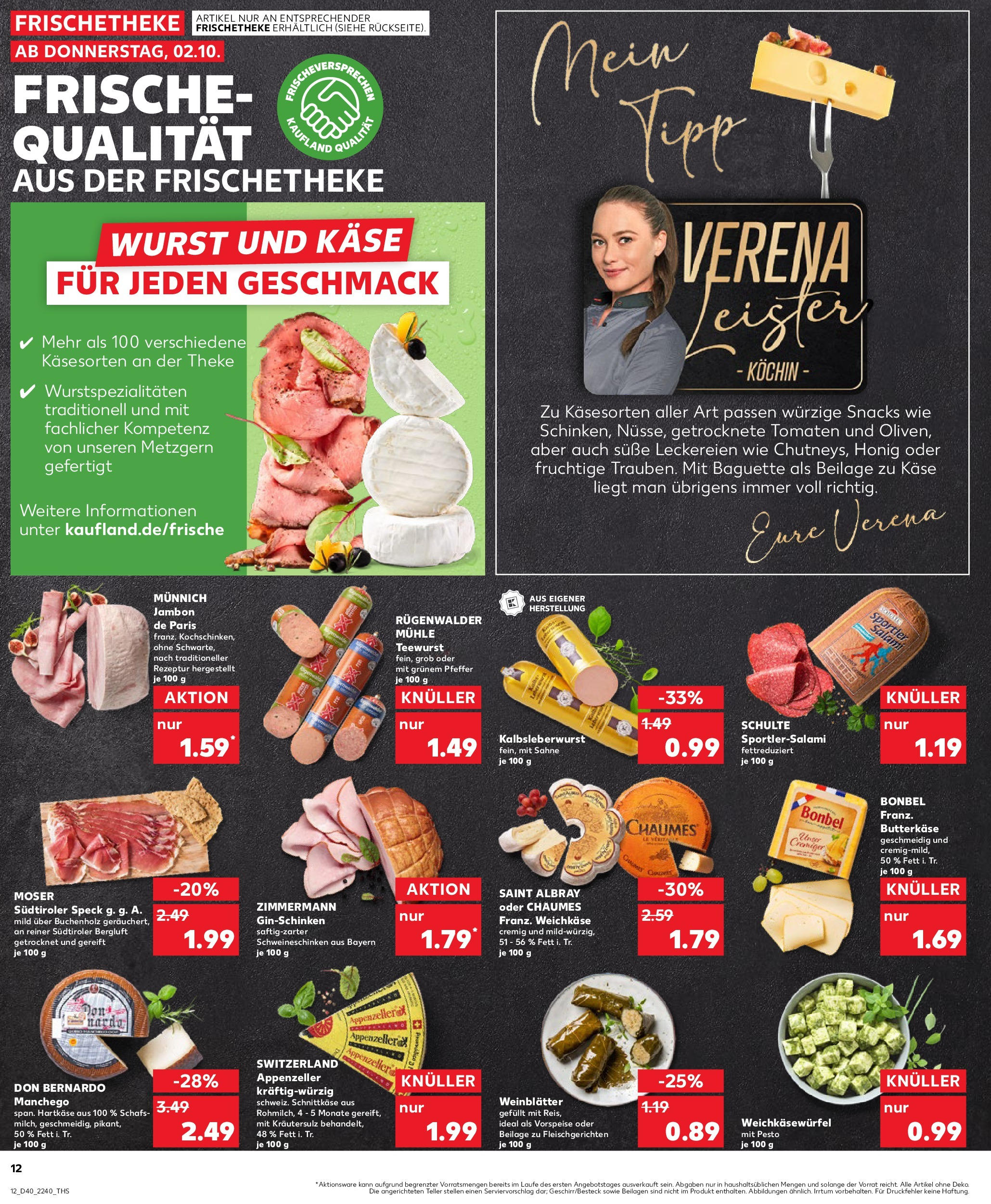 Prospekt Kaufland ab 02.10.2025 » Angebote Online zum Blättern | Seite: 12 | Produkte: Mühle, Theke, Tomaten, Salami